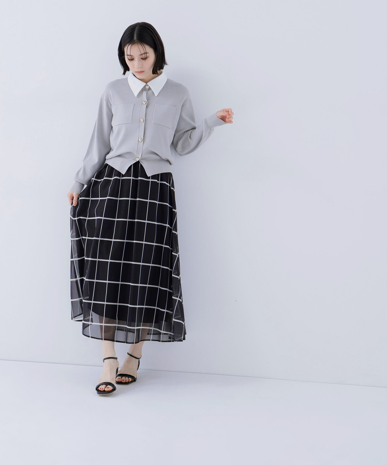  「ウィンドペンチェックフレアスカート」|スカート|
