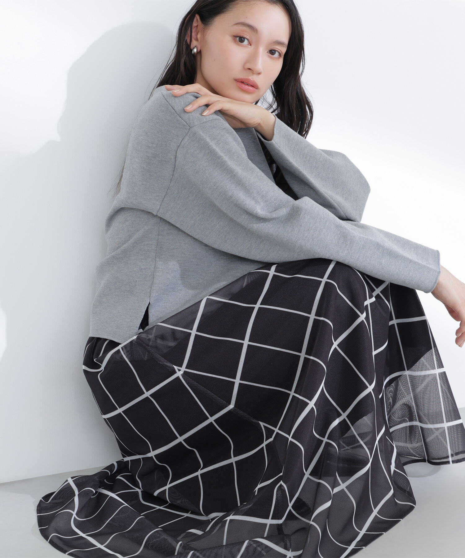  「ウィンドペンチェックフレアスカート」|スカート|