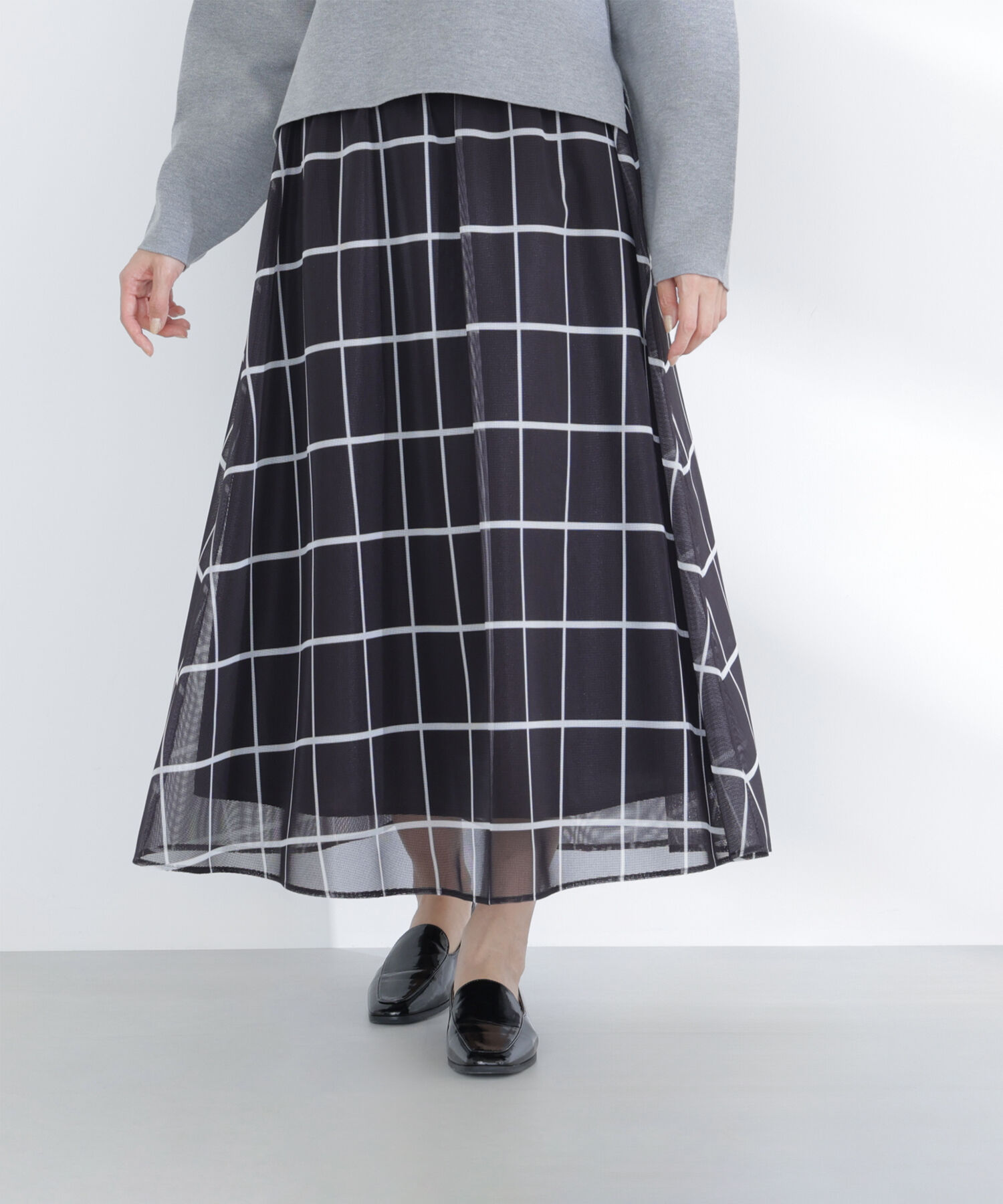  「ウィンドペンチェックフレアスカート」|スカート|