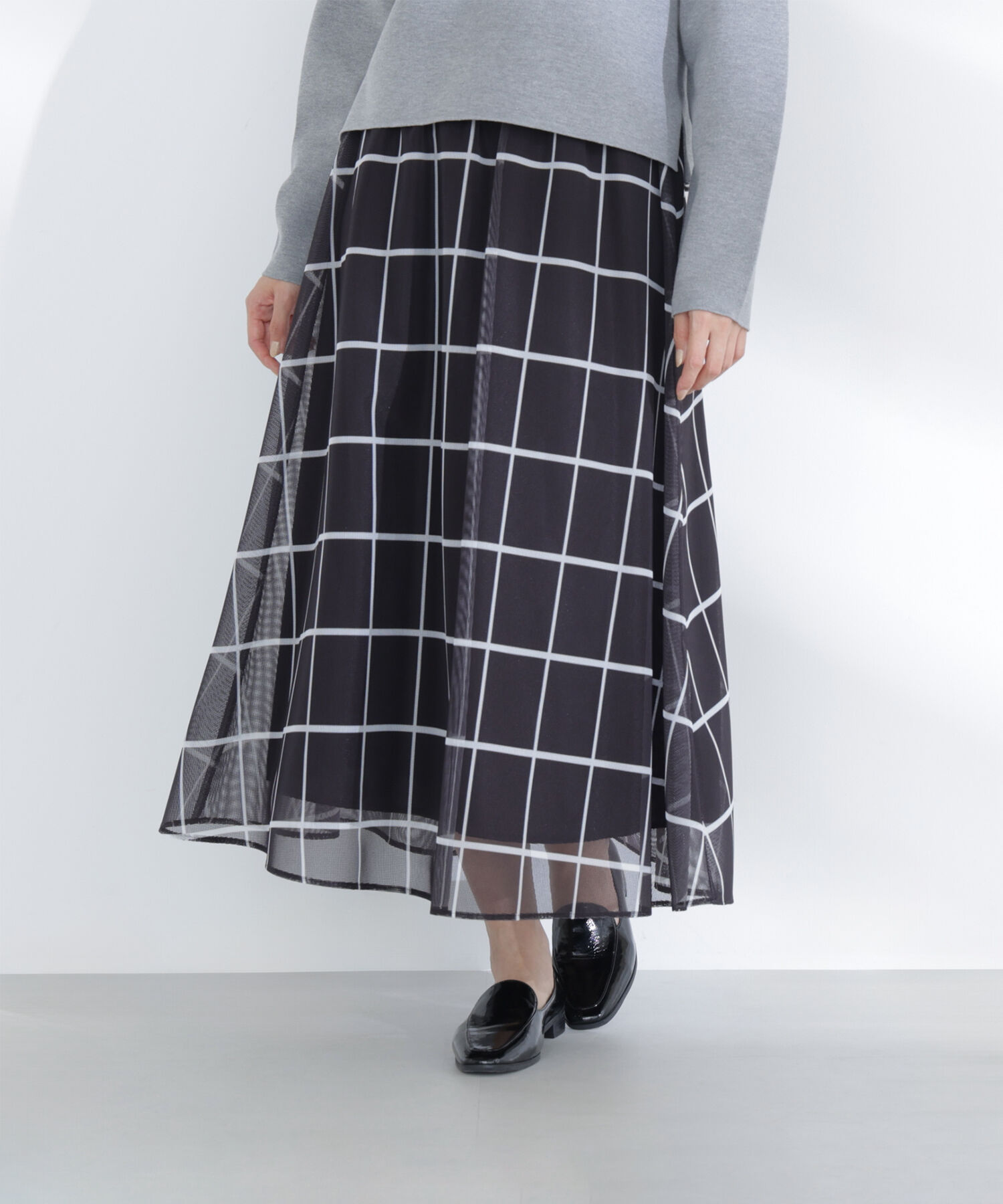  「ウィンドペンチェックフレアスカート」|スカート|