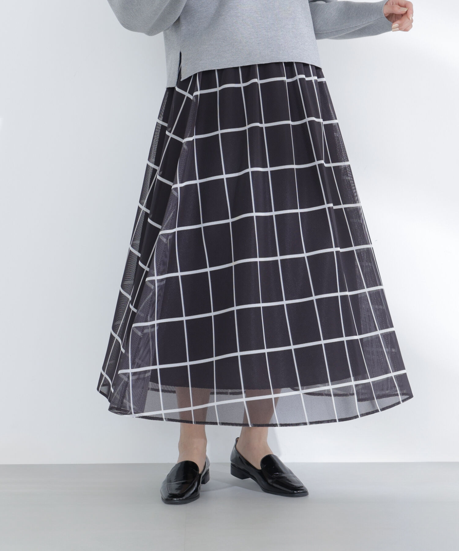  「ウィンドペンチェックフレアスカート」|スカート|