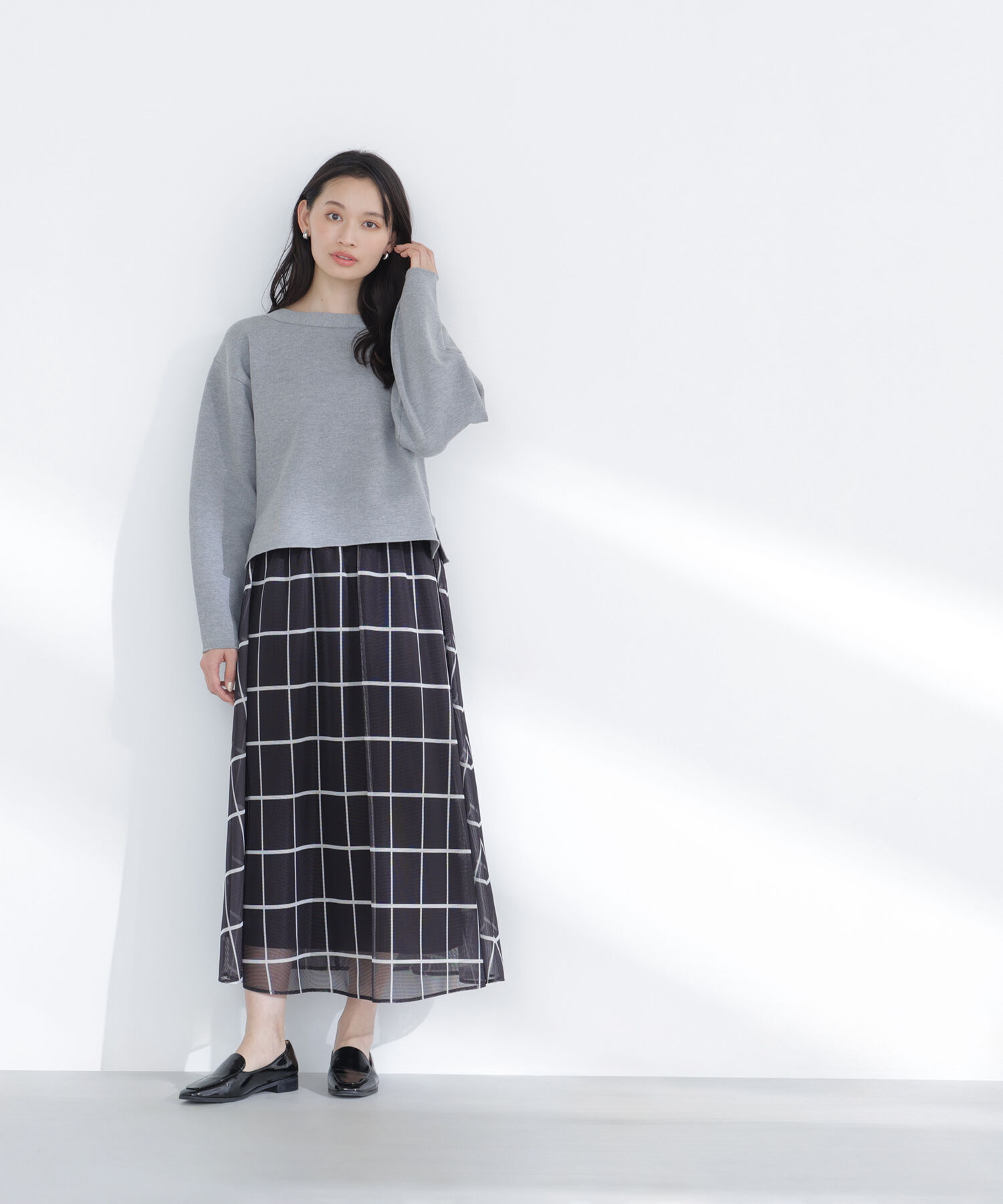  「ウィンドペンチェックフレアスカート」|スカート|