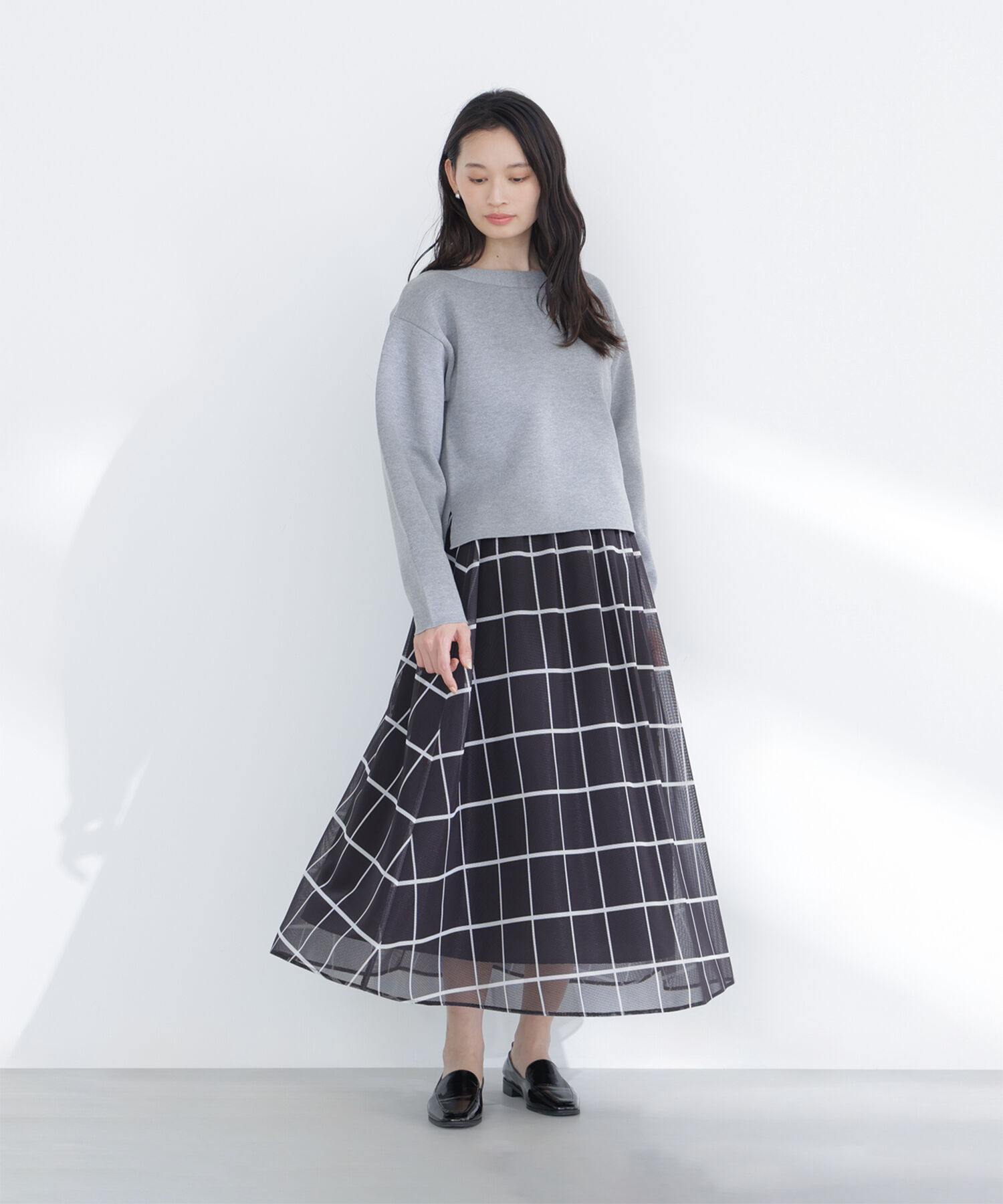  「ウィンドペンチェックフレアスカート」|スカート|
