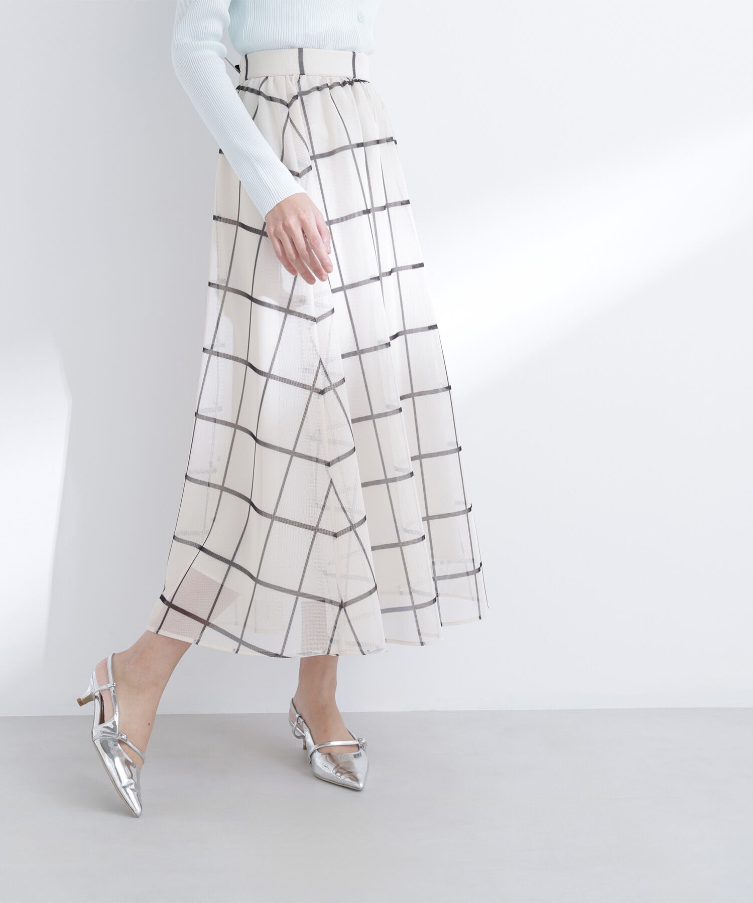  「ウィンドペンチェックフレアスカート」|スカート|