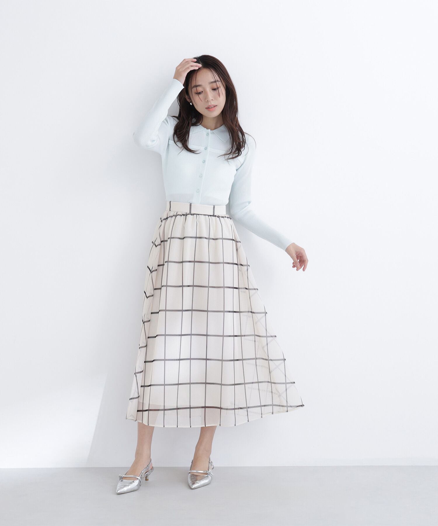  「ウィンドペンチェックフレアスカート」|スカート|