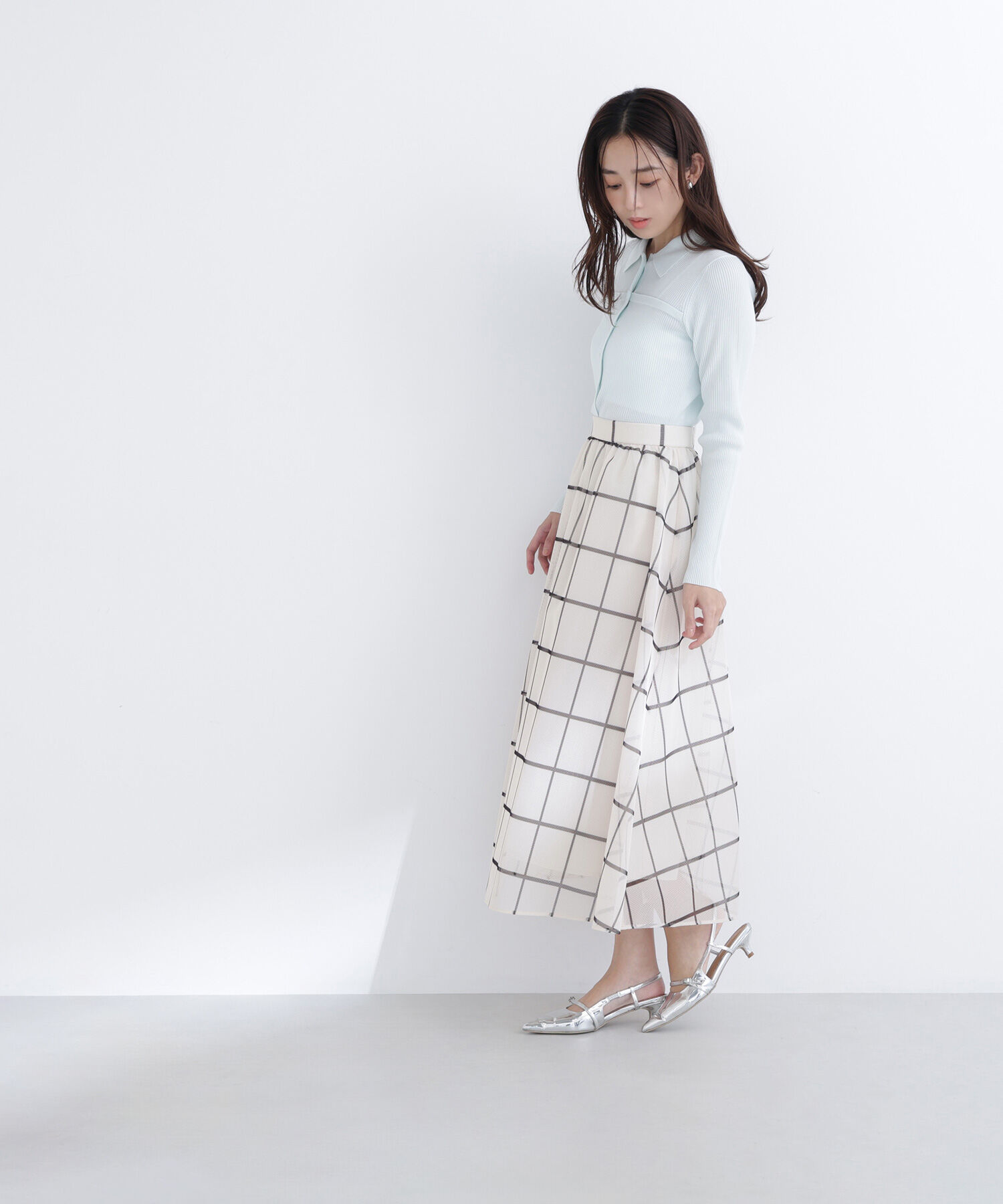  「ウィンドペンチェックフレアスカート」|スカート|