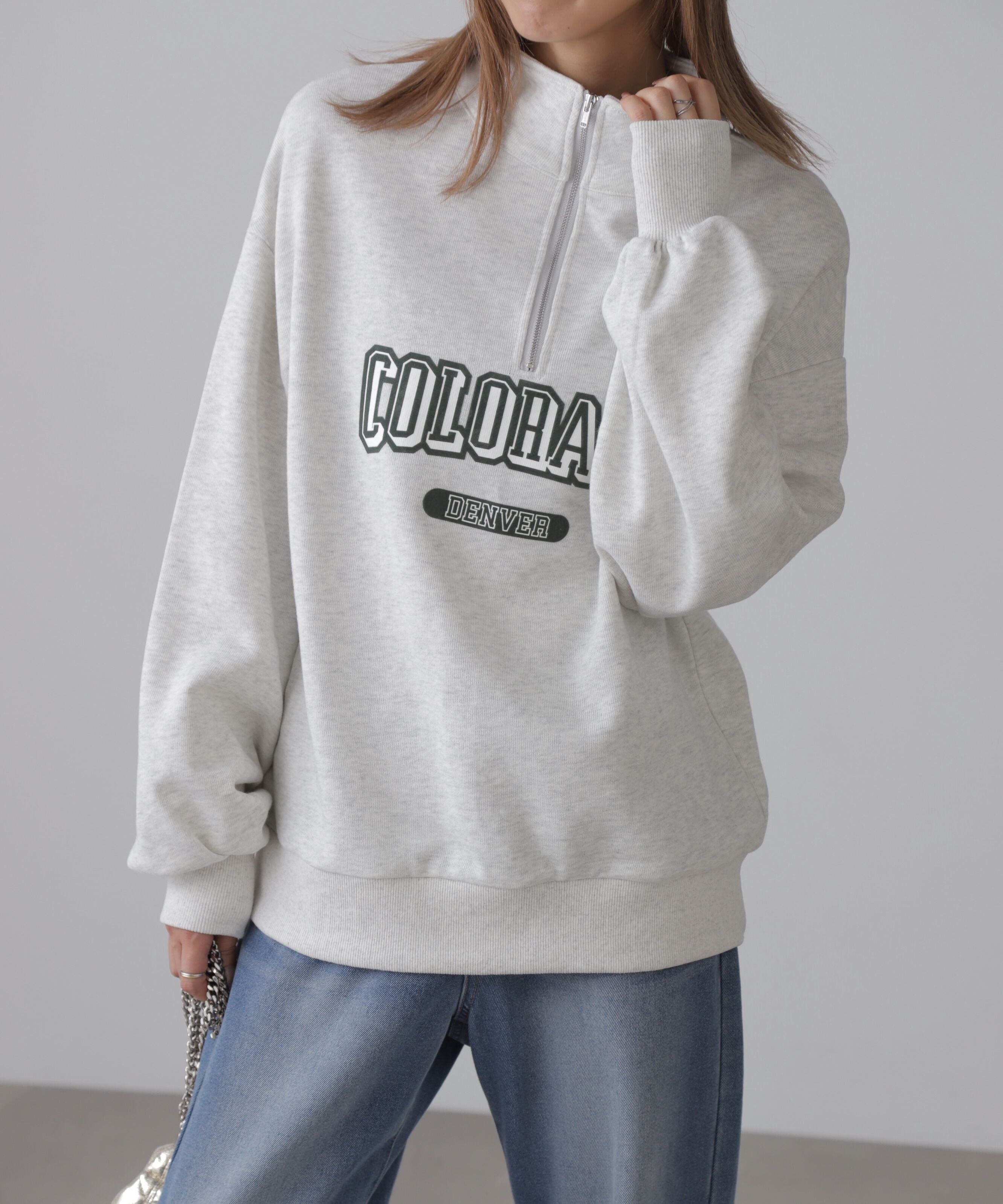  「カレッジロゴハーフジップスウェット」|Tシャツ・カットソー|オートミール