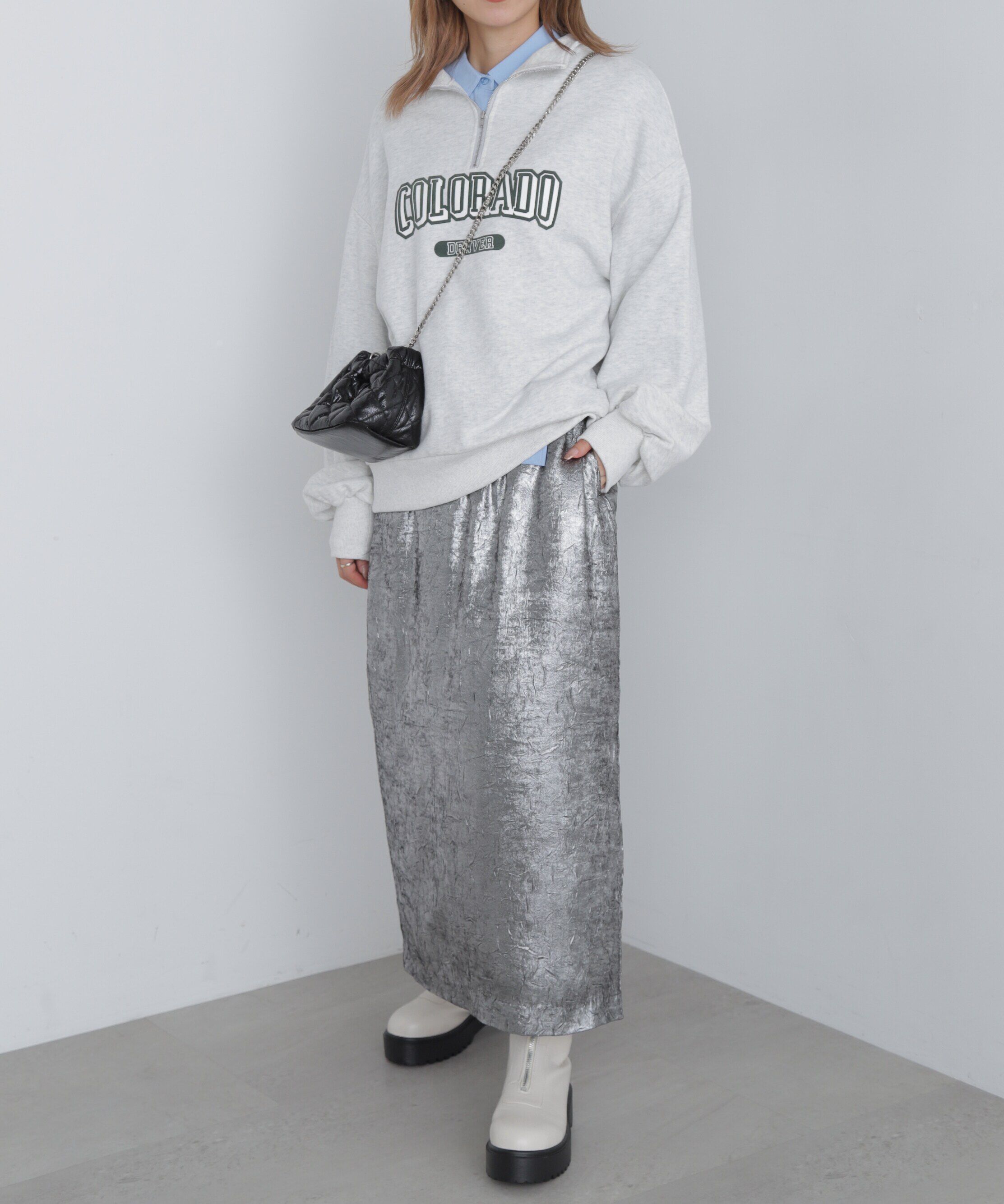  「カレッジロゴハーフジップスウェット」|Tシャツ・カットソー|