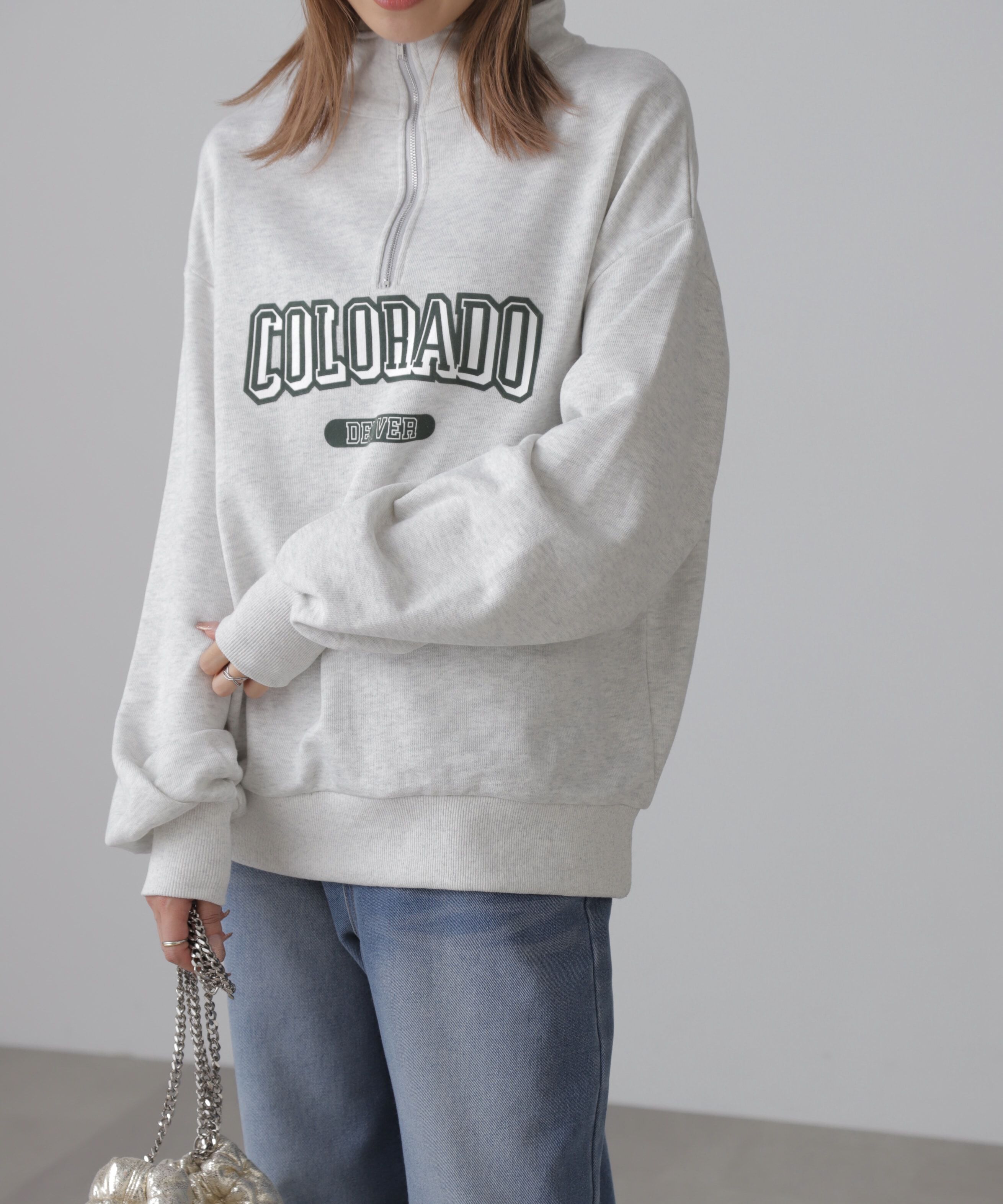  「カレッジロゴハーフジップスウェット」|Tシャツ・カットソー|