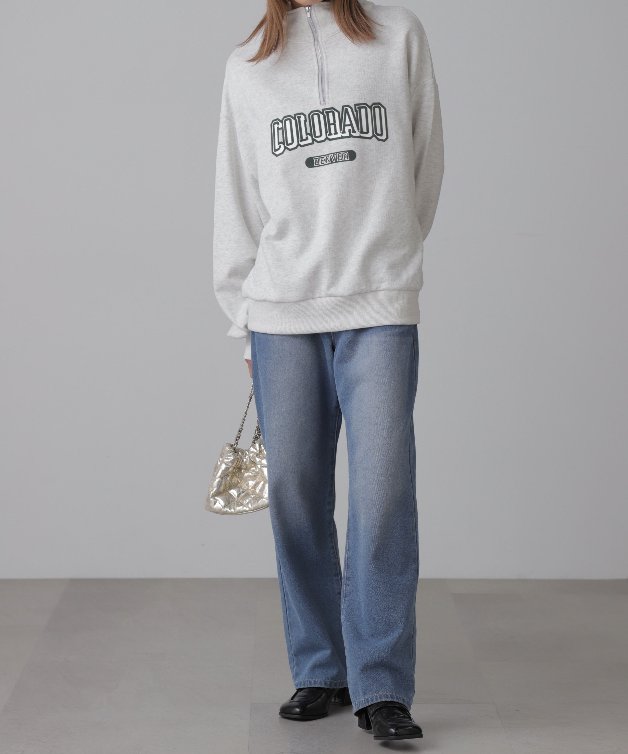  「カレッジロゴハーフジップスウェット」|Tシャツ・カットソー|