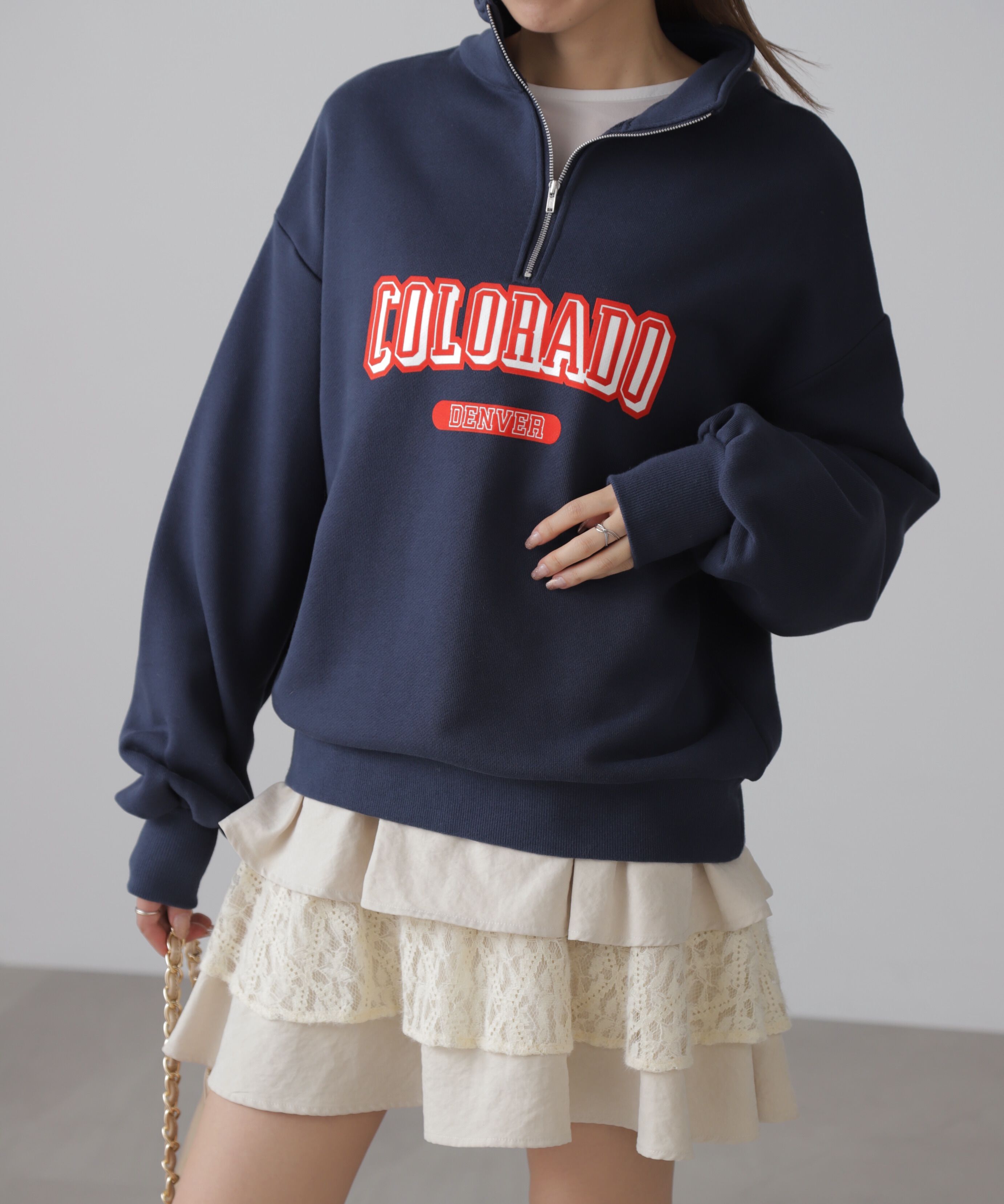  「カレッジロゴハーフジップスウェット」|Tシャツ・カットソー|