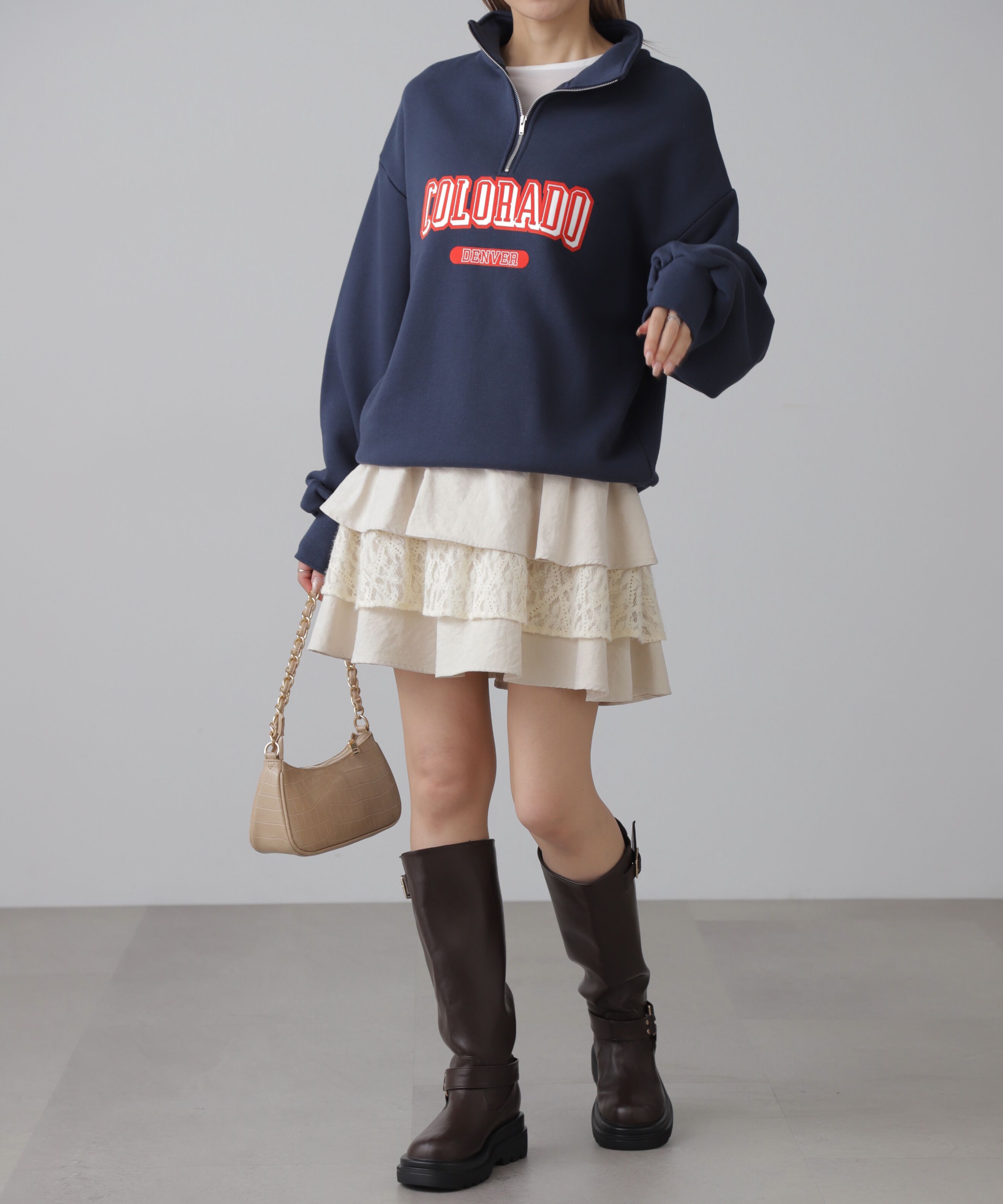  「カレッジロゴハーフジップスウェット」|Tシャツ・カットソー|