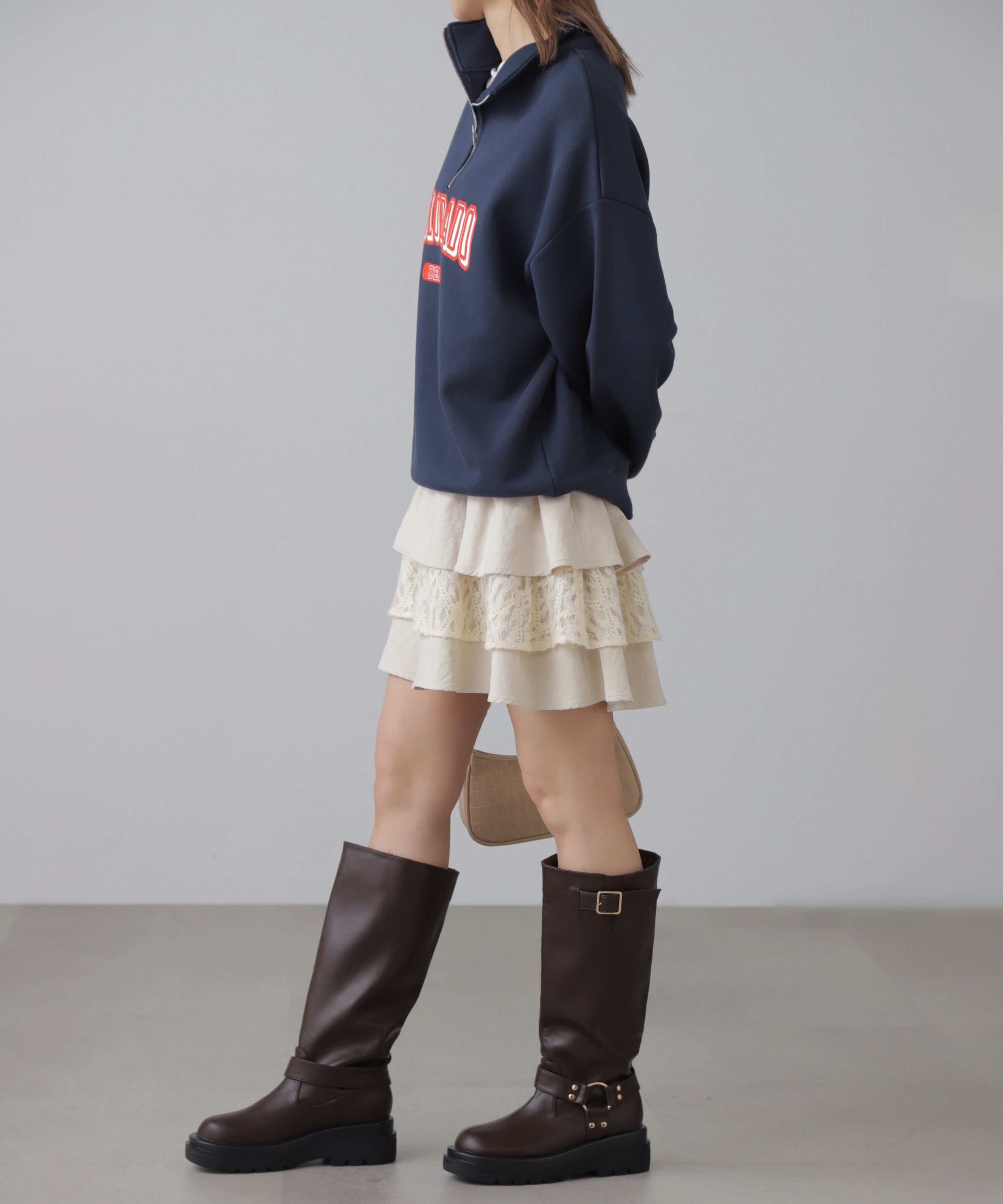  「カレッジロゴハーフジップスウェット」|Tシャツ・カットソー|