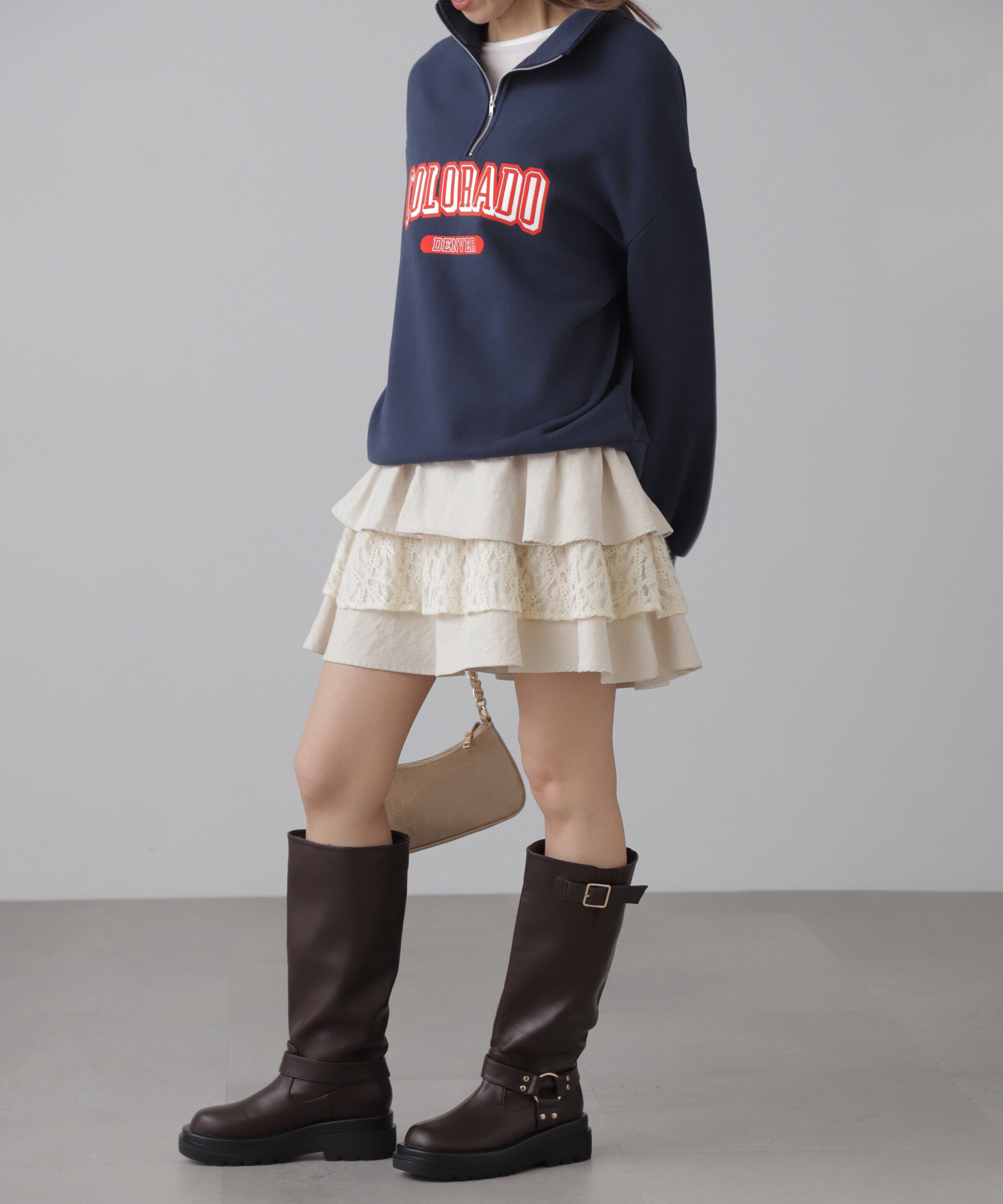  「カレッジロゴハーフジップスウェット」|Tシャツ・カットソー|