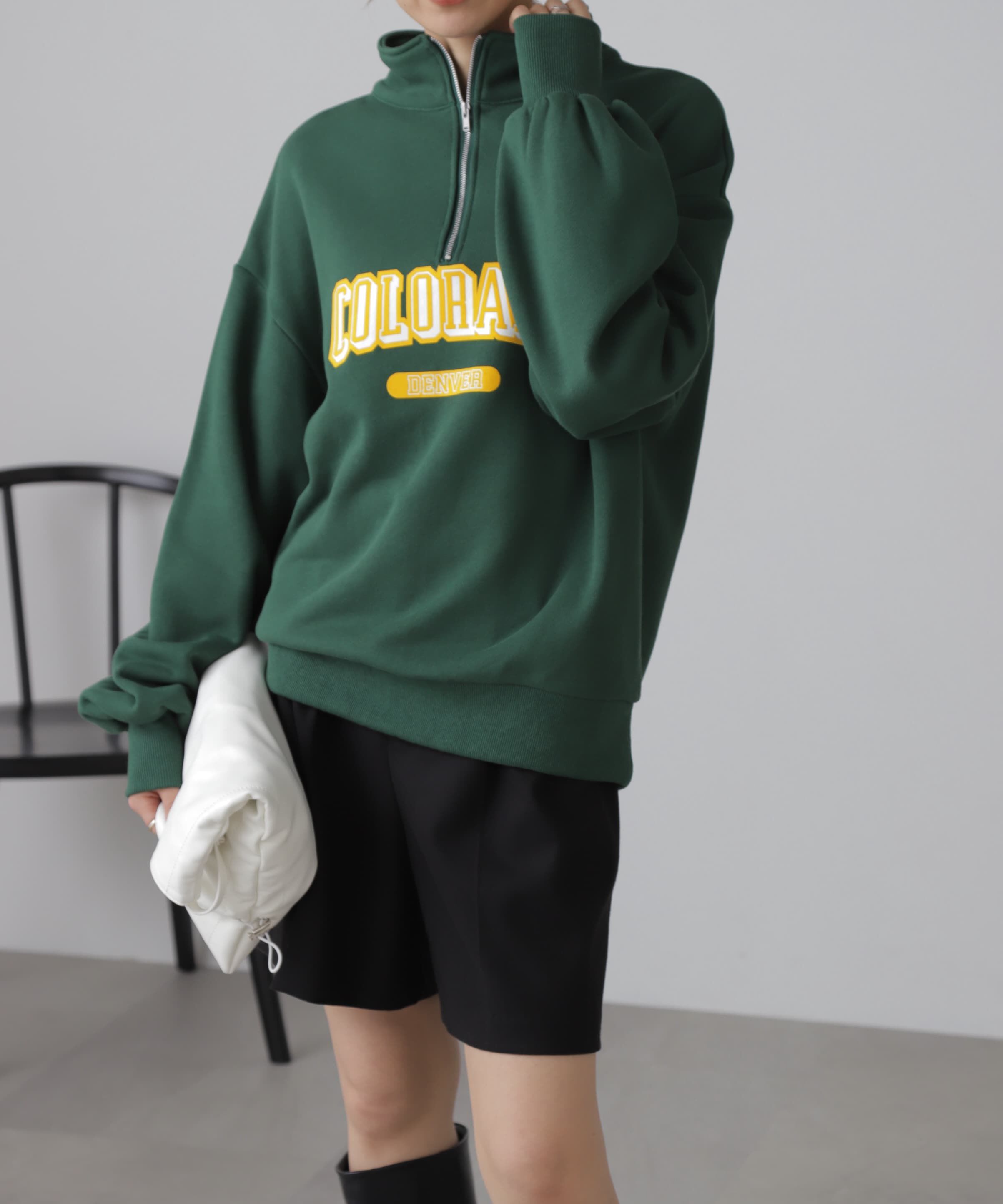  「カレッジロゴハーフジップスウェット」|Tシャツ・カットソー|