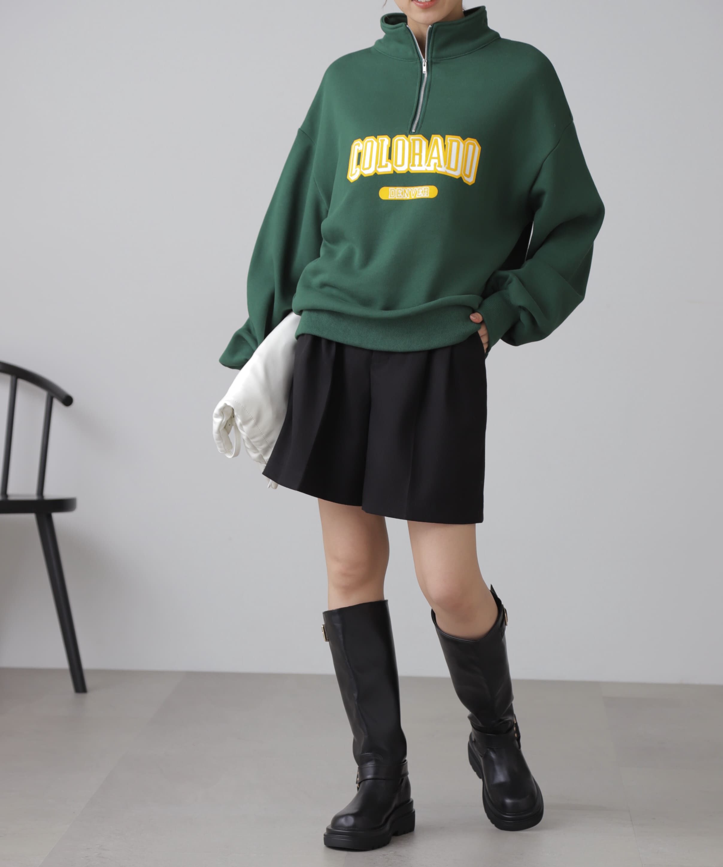  「カレッジロゴハーフジップスウェット」|Tシャツ・カットソー|