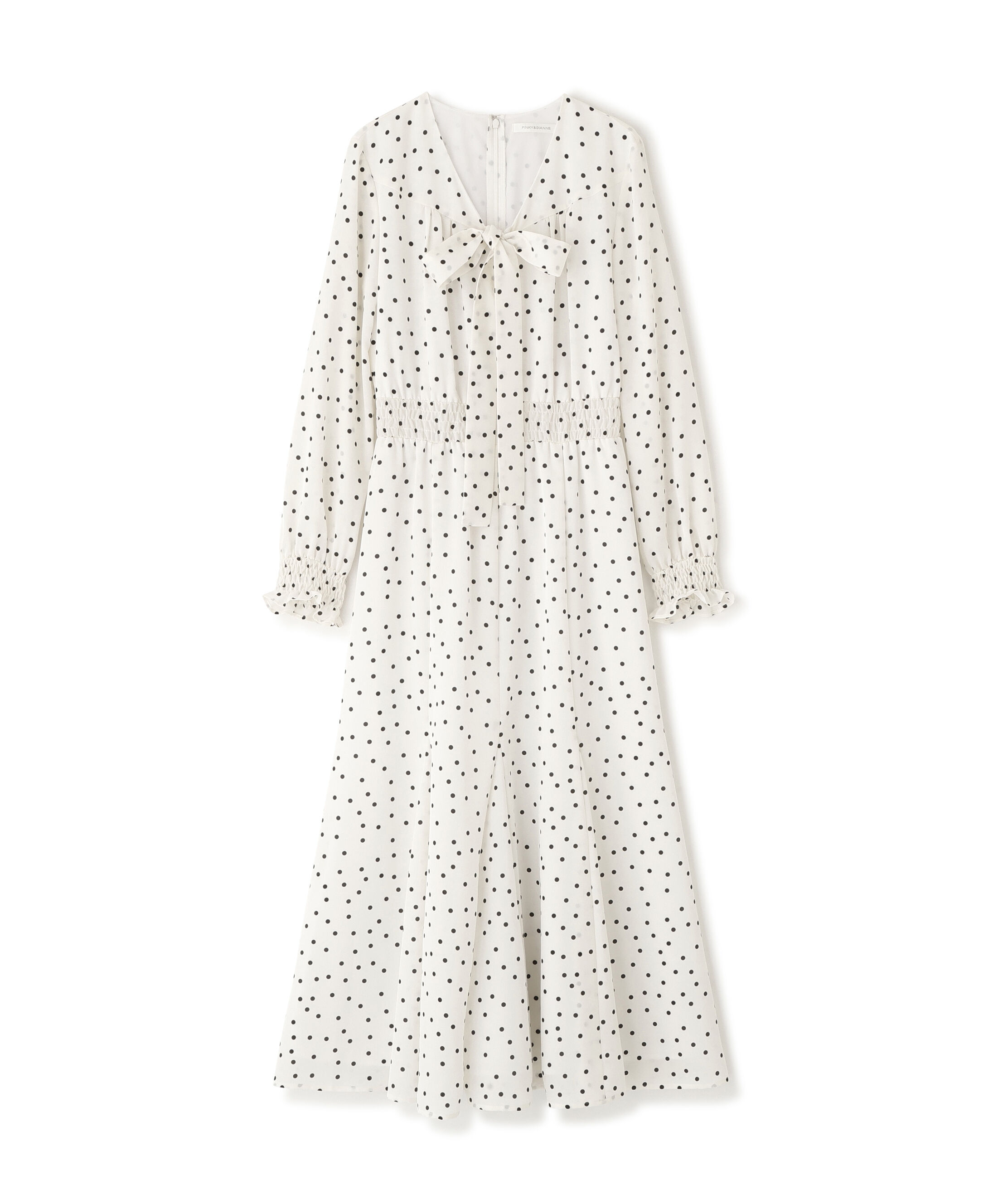  「ドットプリントリボンワンピース」|ワンピース|