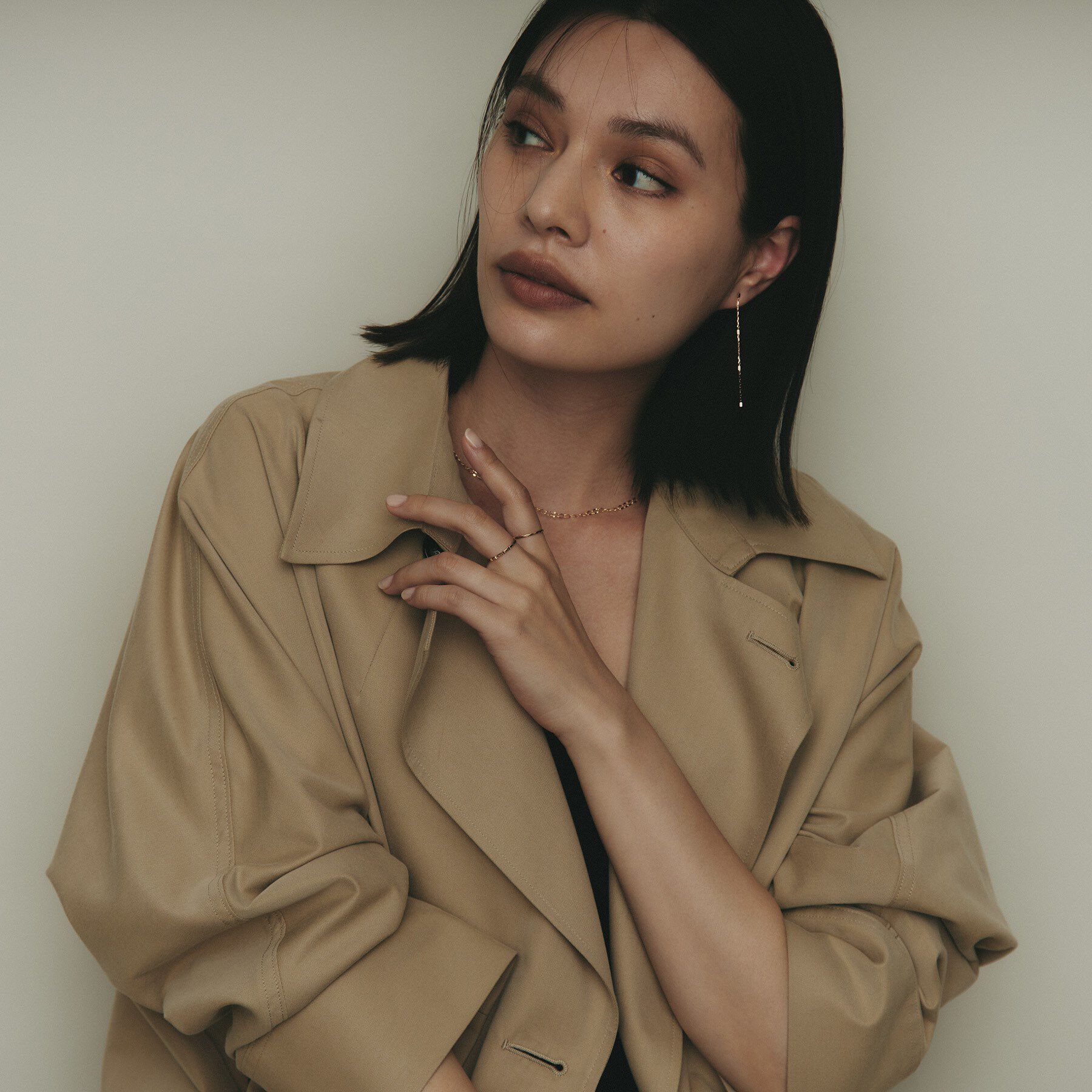 COCOSHNIK「K10スクエアビーズチェーン スタッドピアス」|ピアス|