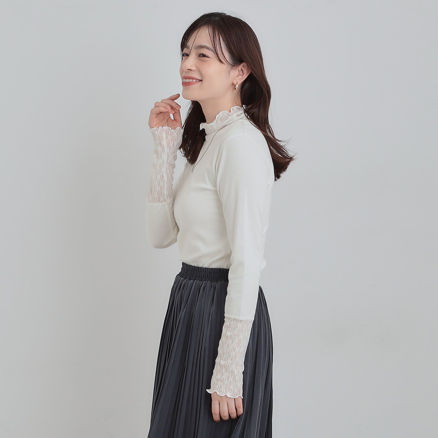 SHOO･LA･RUE「【洗濯機可】レイヤードスタイルに レース切り替えインナー」|Tシャツ・カットソー|