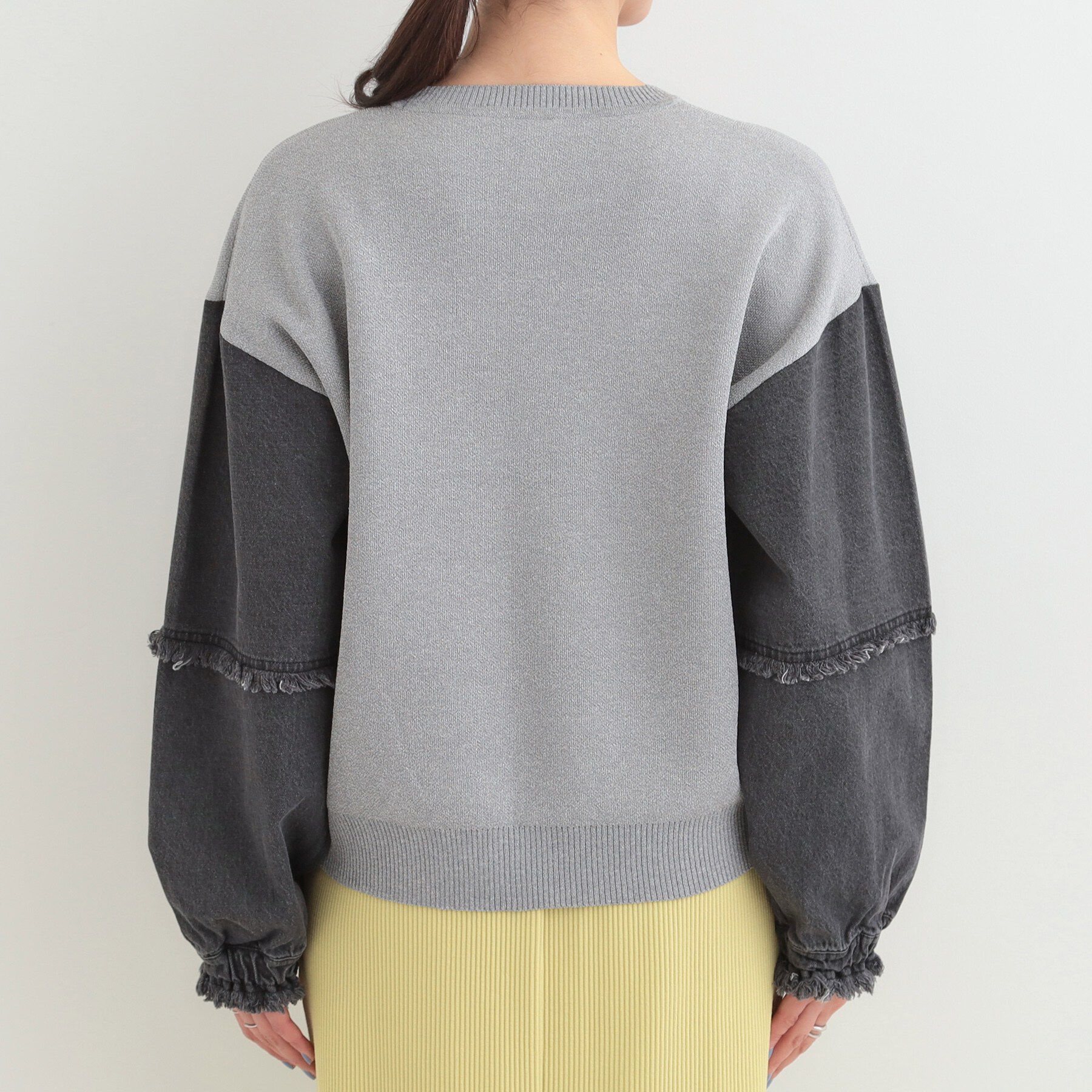 SHOO･LA･RUE「デニム袖切替ロゴニット」|ニット・セーター|