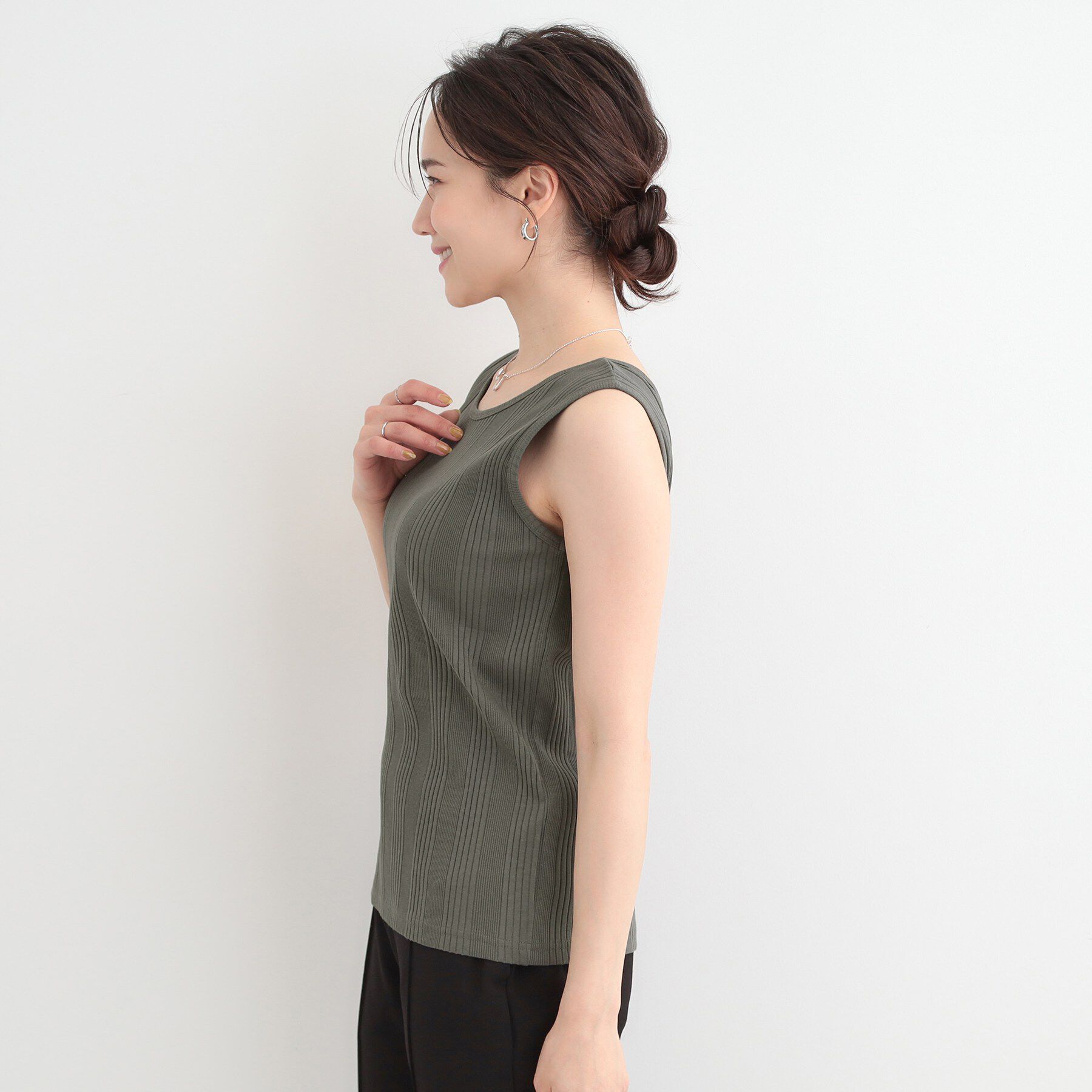 SHOO･LA･RUE「【前後2WAY/S-LL】毎日のお供に ランダムテレコタンクトップ」|キャミソール|