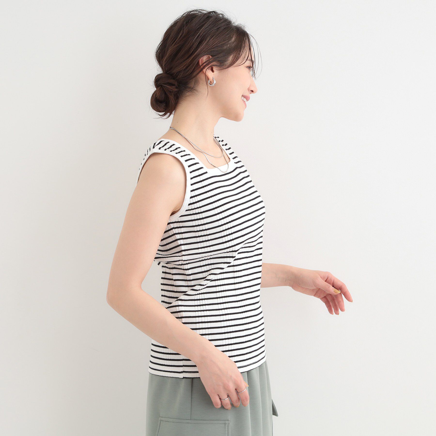 SHOO･LA･RUE「【前後2WAY/S-LL】毎日のお供に ランダムテレコタンクトップ」|キャミソール|