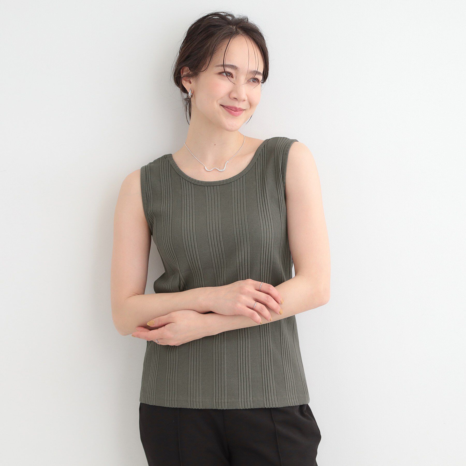 SHOO･LA･RUE「【前後2WAY/S-LL】毎日のお供に ランダムテレコタンクトップ」|キャミソール|