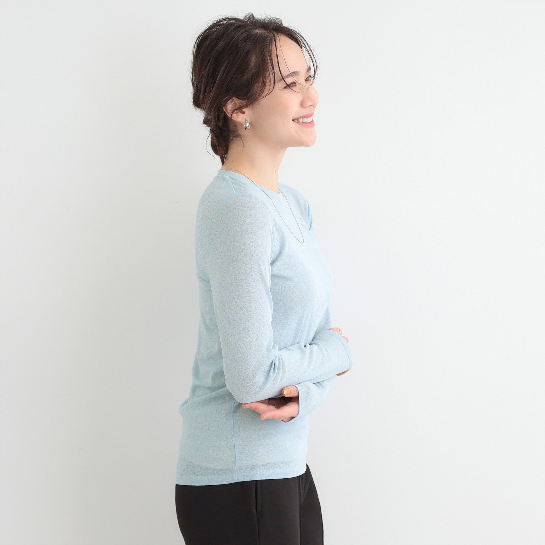 SHOO･LA･RUE「【2点セット/洗濯機可/S-LL】こなれ感あるレイヤードスタイルが即完成 シアーカーディガン+ロンT」|その他|