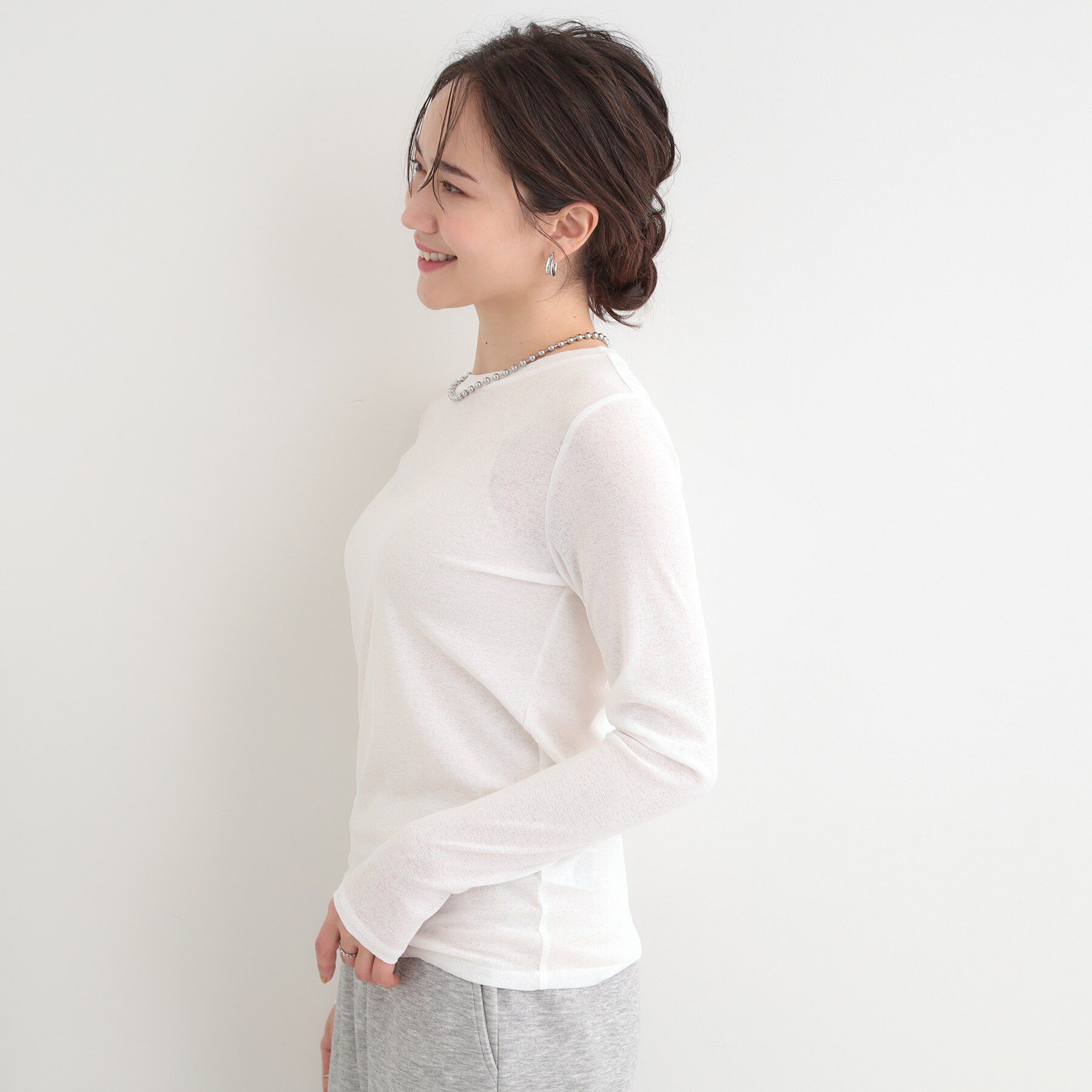 SHOO･LA･RUE「【2点セット/洗濯機可/S-LL】こなれ感あるレイヤードスタイルが即完成 シアーカーディガン+ロンT」|その他|