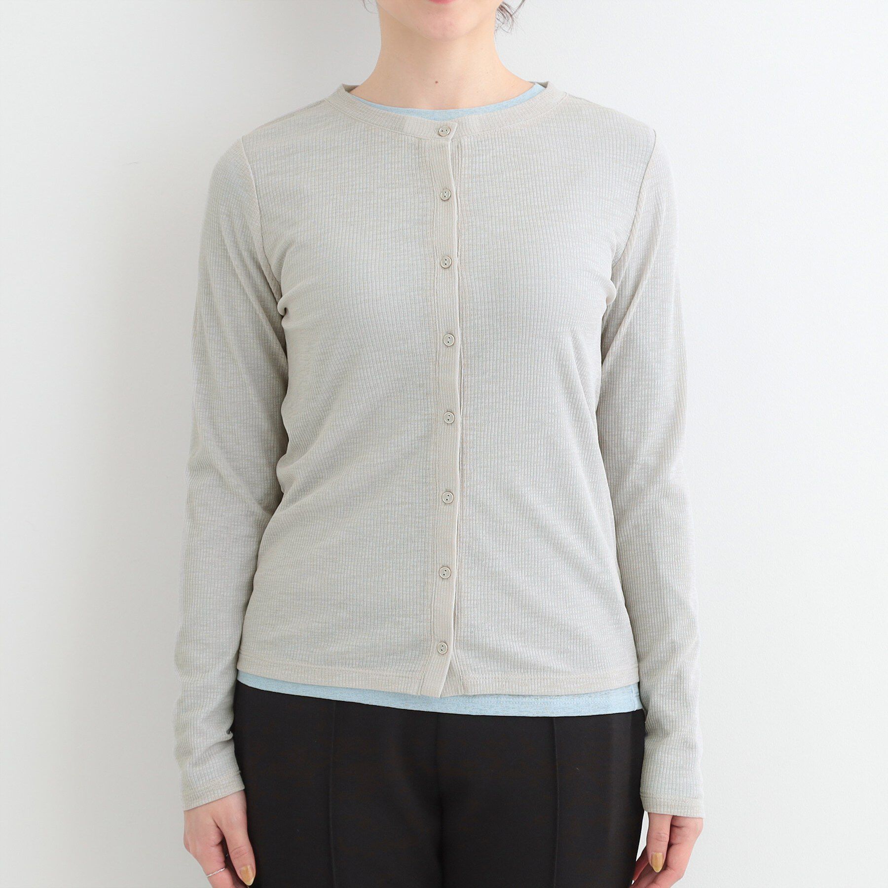 SHOO･LA･RUE「【2点セット/洗濯機可/S-LL】こなれ感あるレイヤードスタイルが即完成 シアーカーディガン+ロンT」|その他|