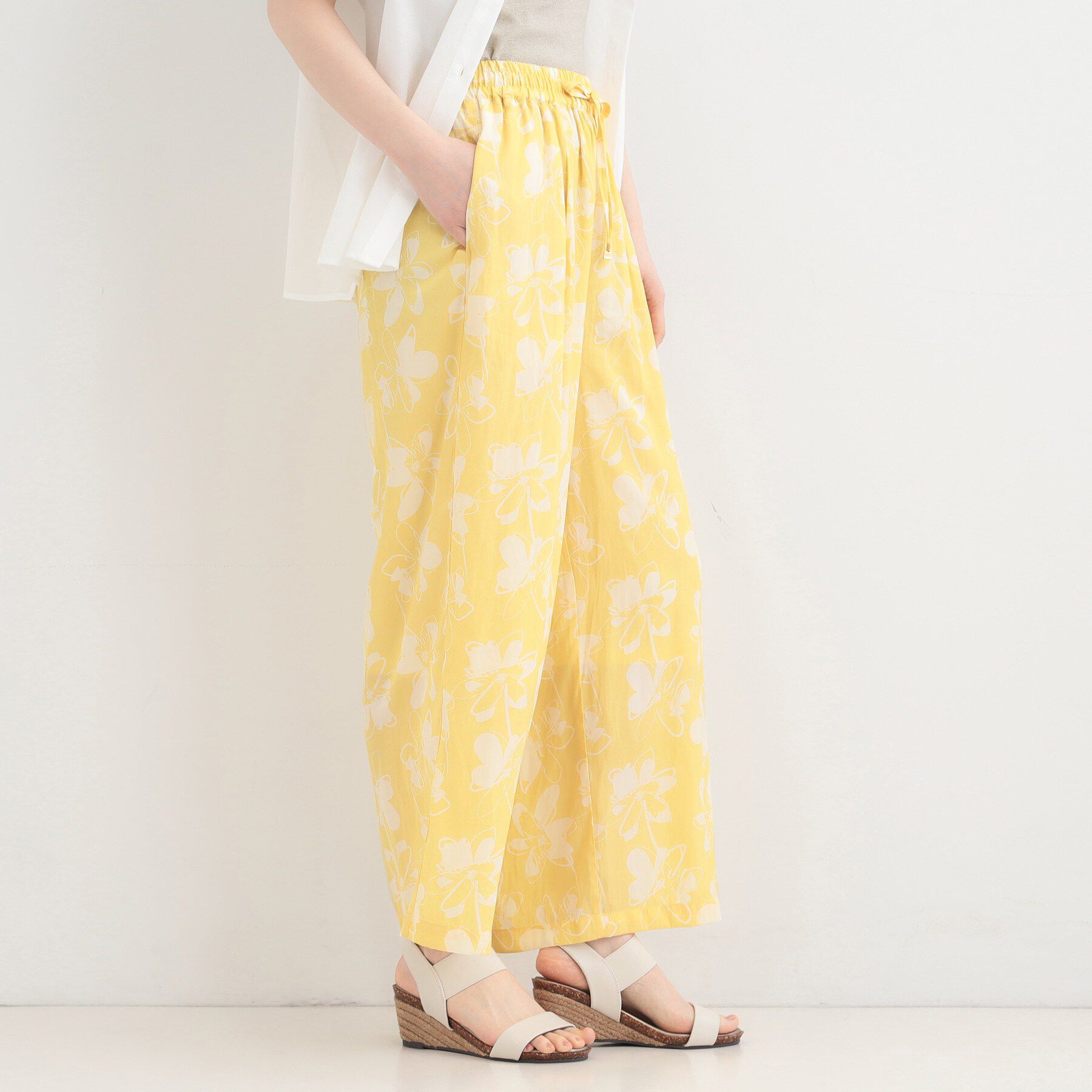 SHOO･LA･RUE「【選べる4柄/洗濯機可】さらっとしなやか　サテンワイドパンツ」|その他|