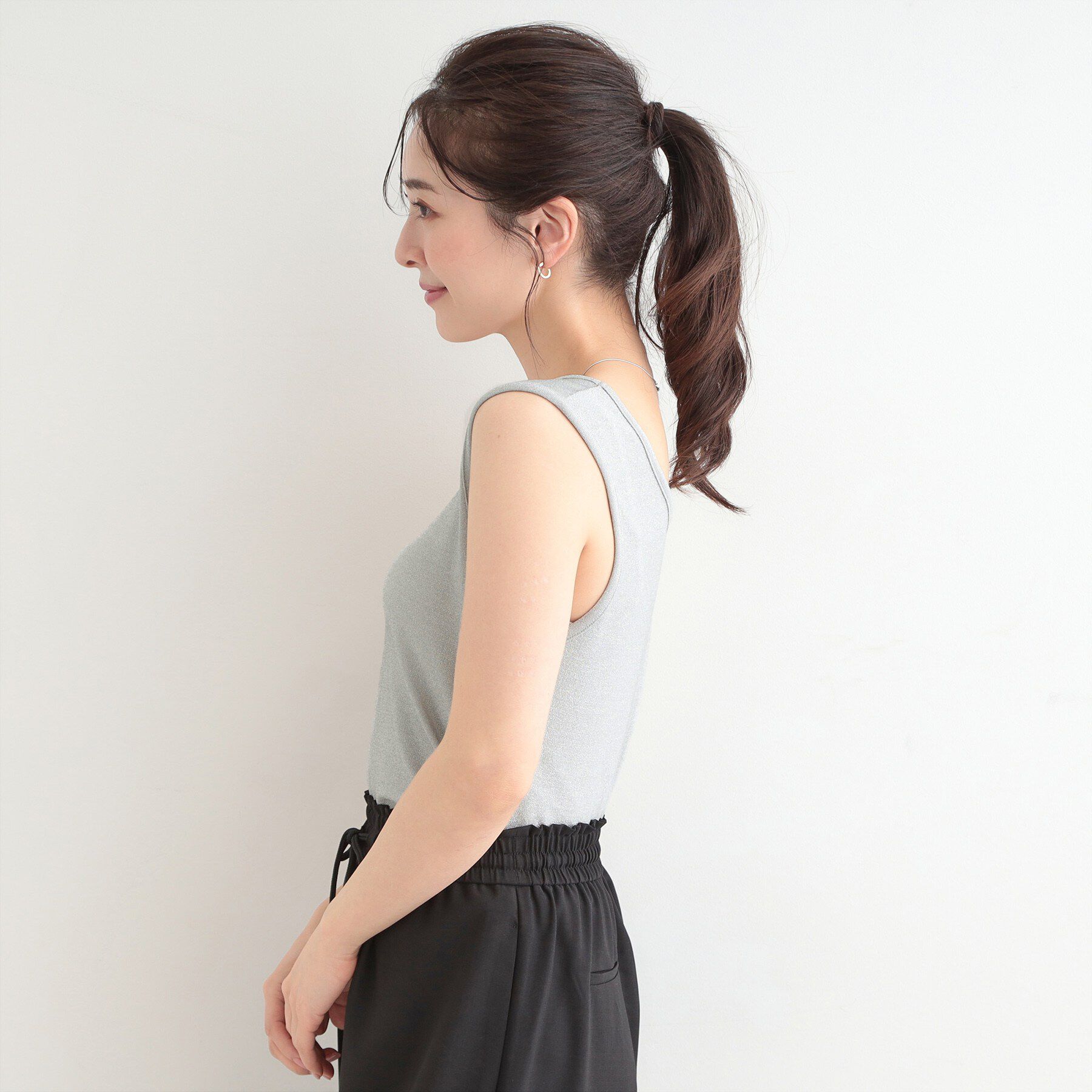 SHOO･LA･RUE「【前後2WAY/洗濯機可/S-LL】コーデのアクセントに　きらきらラメタンクトップ」|キャミソール|