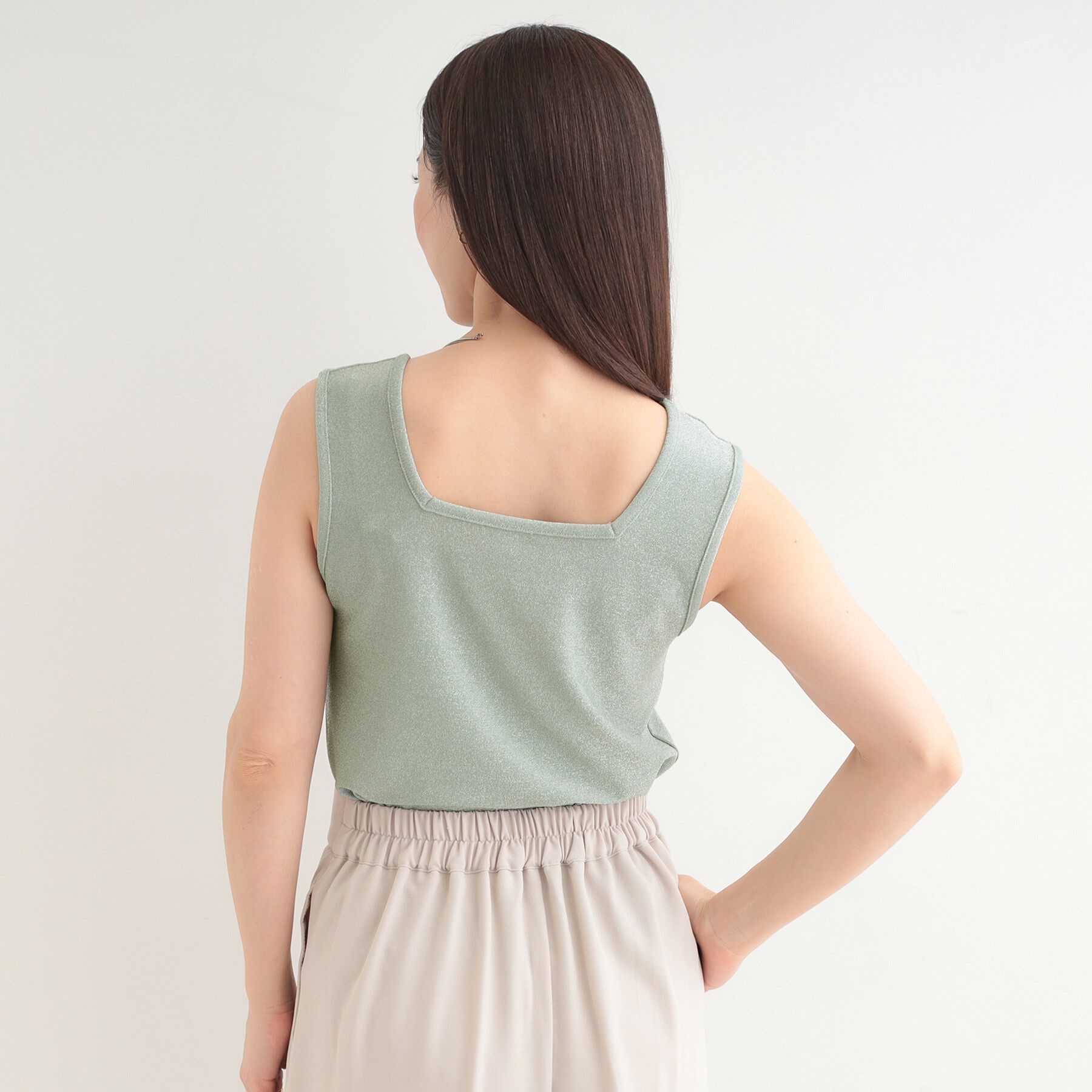 SHOO･LA･RUE「【前後2WAY/洗濯機可/S-LL】コーデのアクセントに　きらきらラメタンクトップ」|キャミソール|