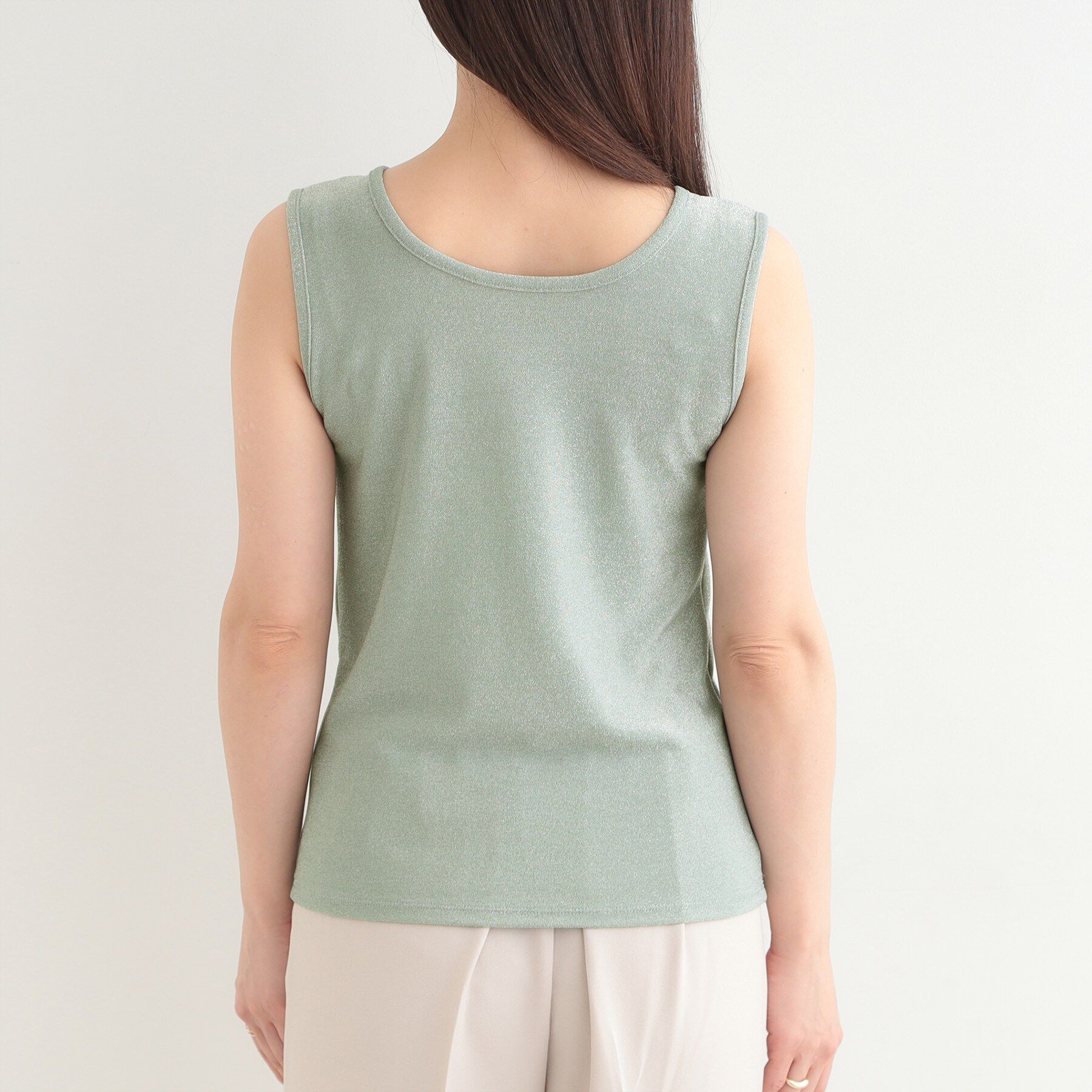 SHOO･LA･RUE「【前後2WAY/洗濯機可/S-LL】コーデのアクセントに　きらきらラメタンクトップ」|キャミソール|
