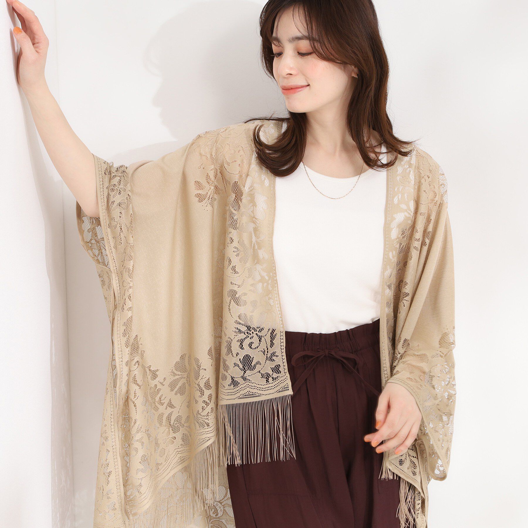 SHOO･LA･RUE「レースポンチョ」|ポンチョ・ケープ|ベージュ(052)