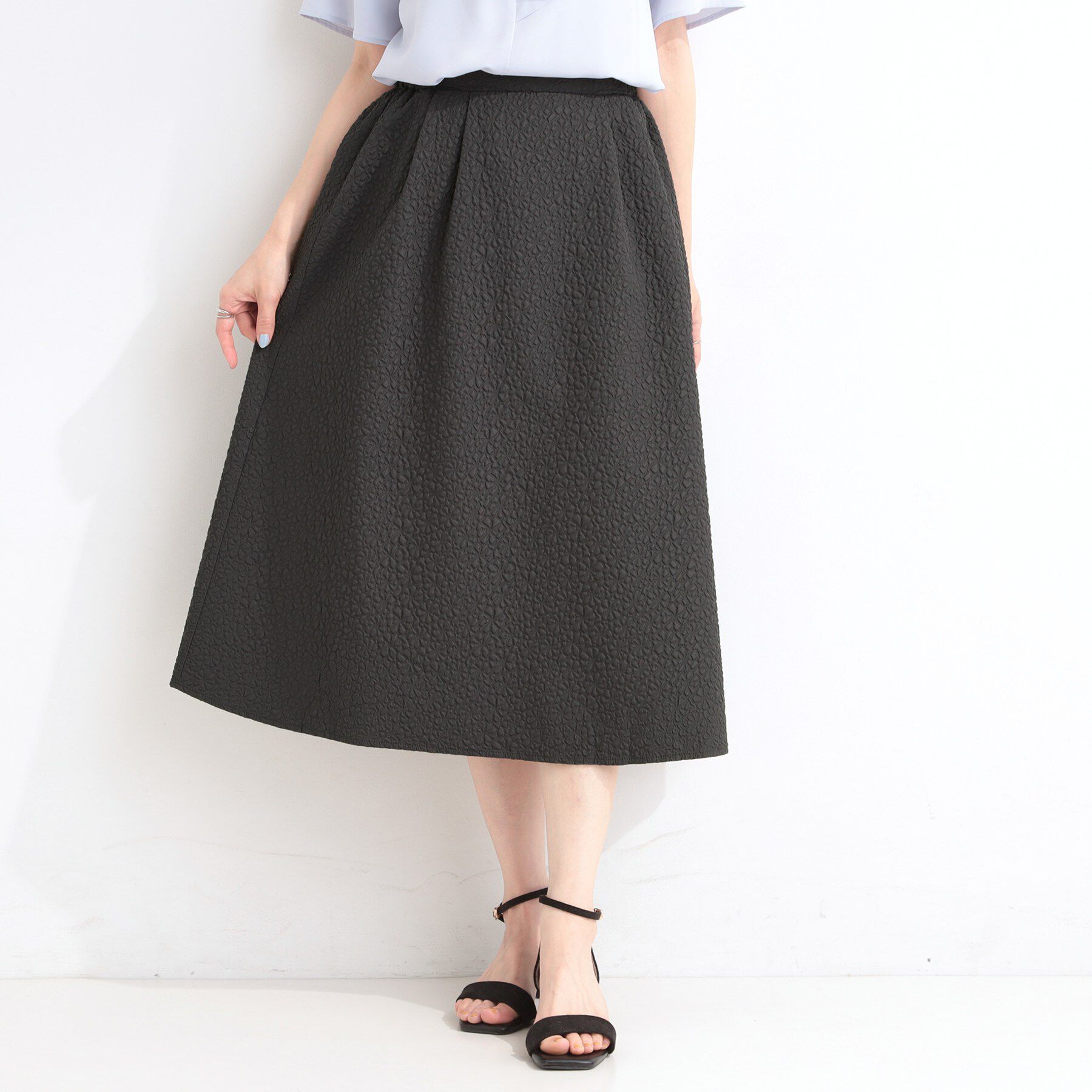 SHOO･LA･RUE「お花柄ジャカード フレアスカート」|スカート|