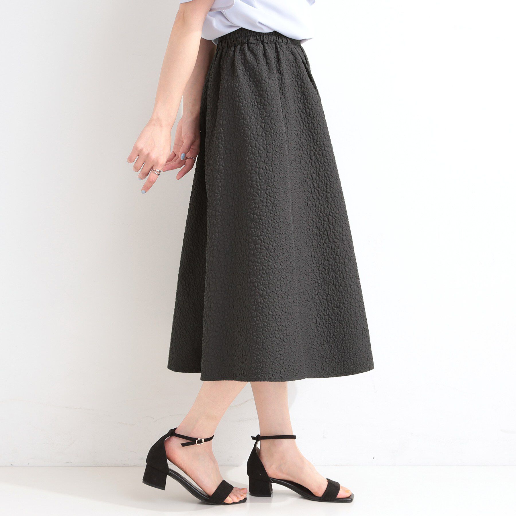 SHOO･LA･RUE「お花柄ジャカード フレアスカート」|スカート|