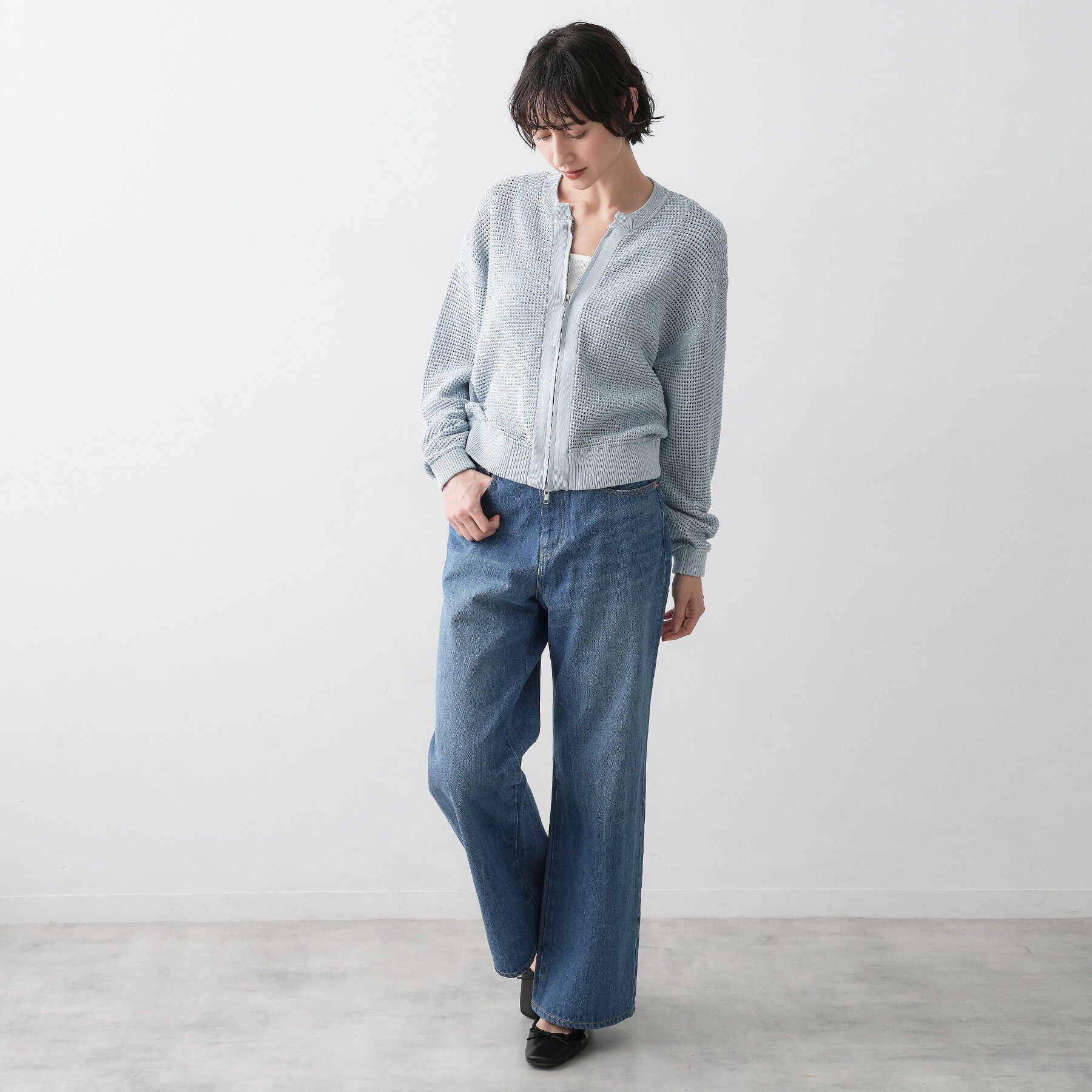 Dessin「【洗える】コットンメッシュニットカーディガン」|カーディガン|