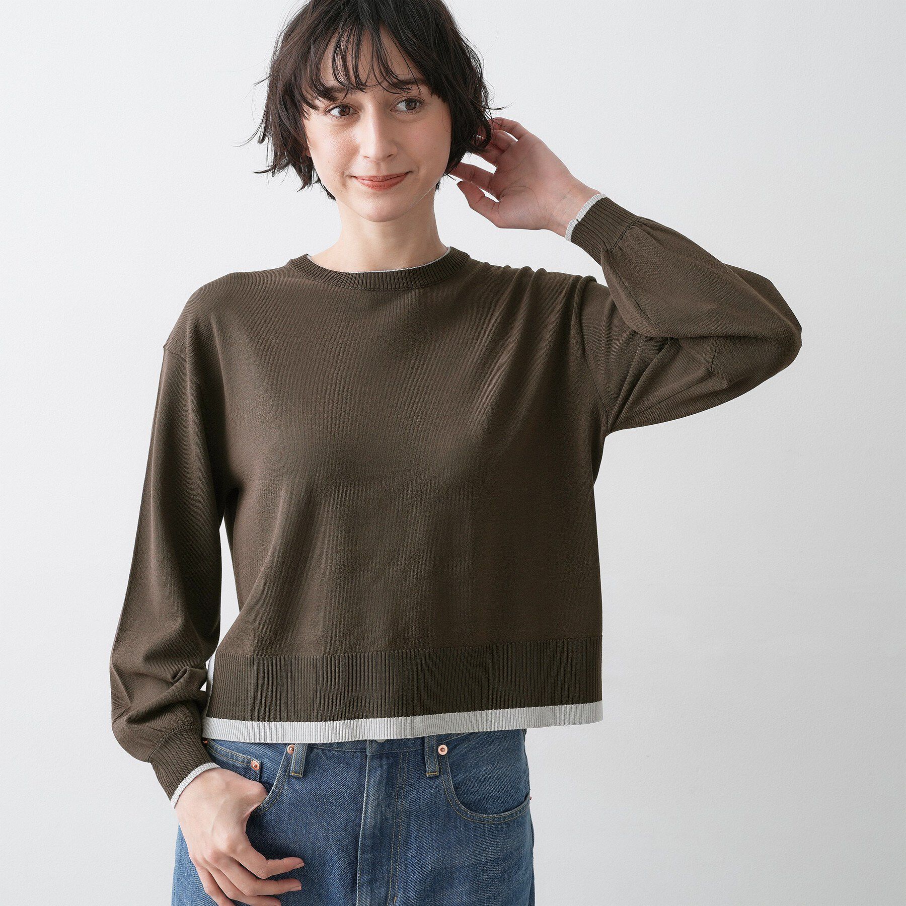 Dessin「【洗える】バイカラーデザインニット」|ニット・セーター|