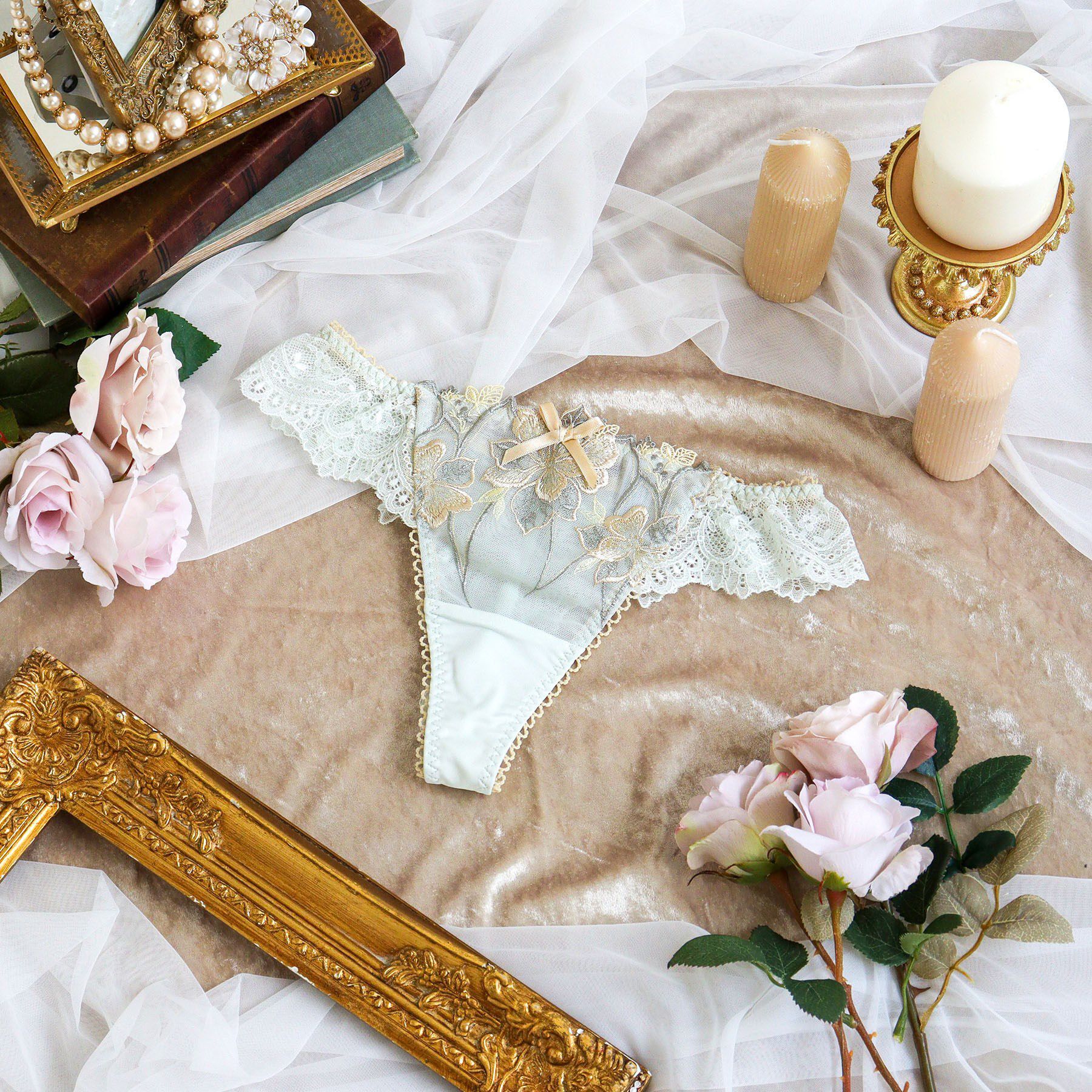 Risa Magli「アデリーノ Tバックショーツ」|インナー|グリーン(022)