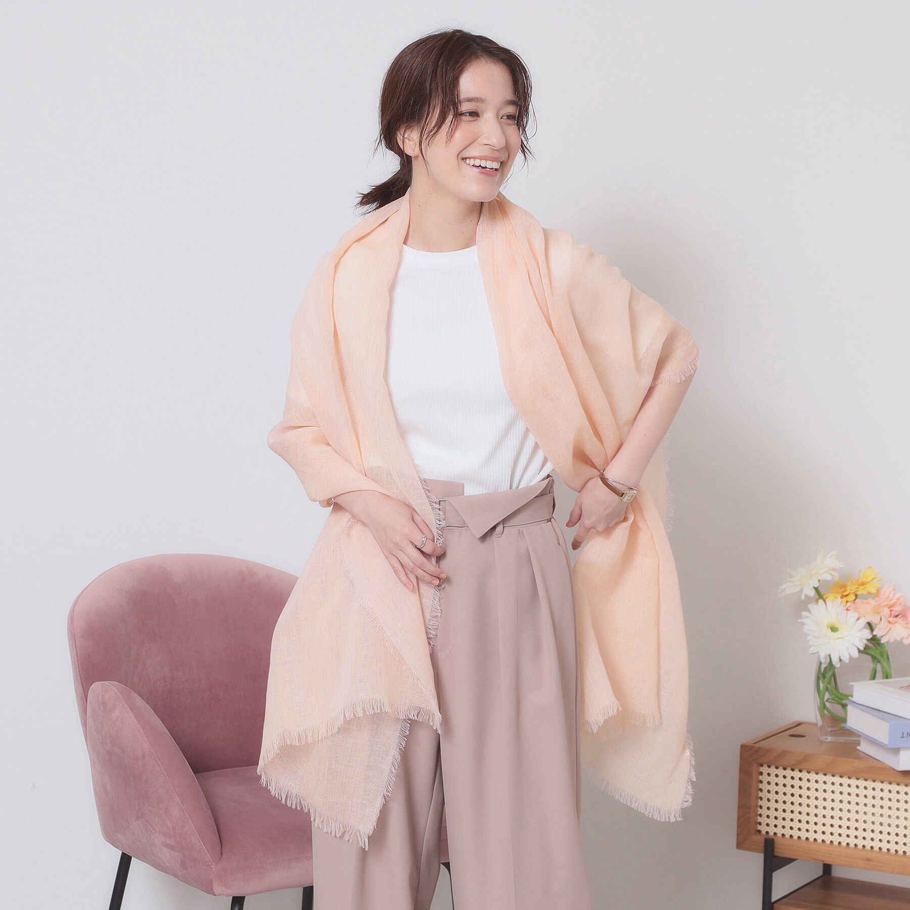 ITS&rsquo;DEMO「【UV／手洗い可】綿麻無地ストール」|ストール|