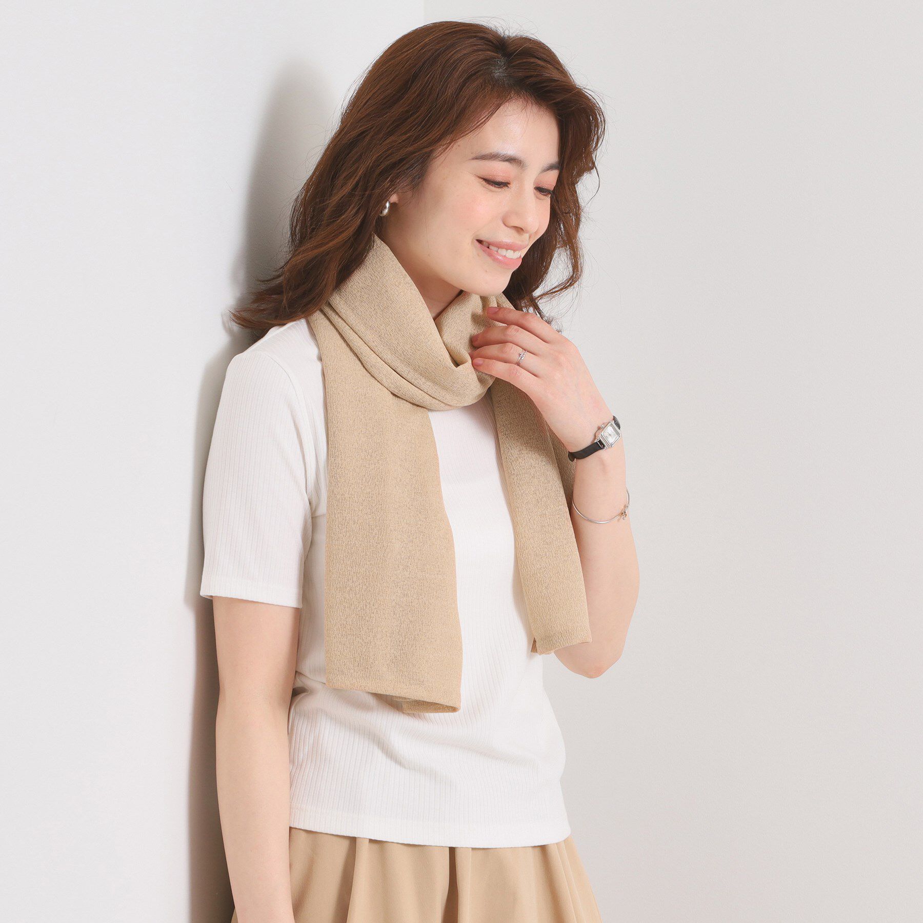 ITS&rsquo;DEMO「【寒暖差対策／手洗い可】リネンライク3WAYストール」|ストール|