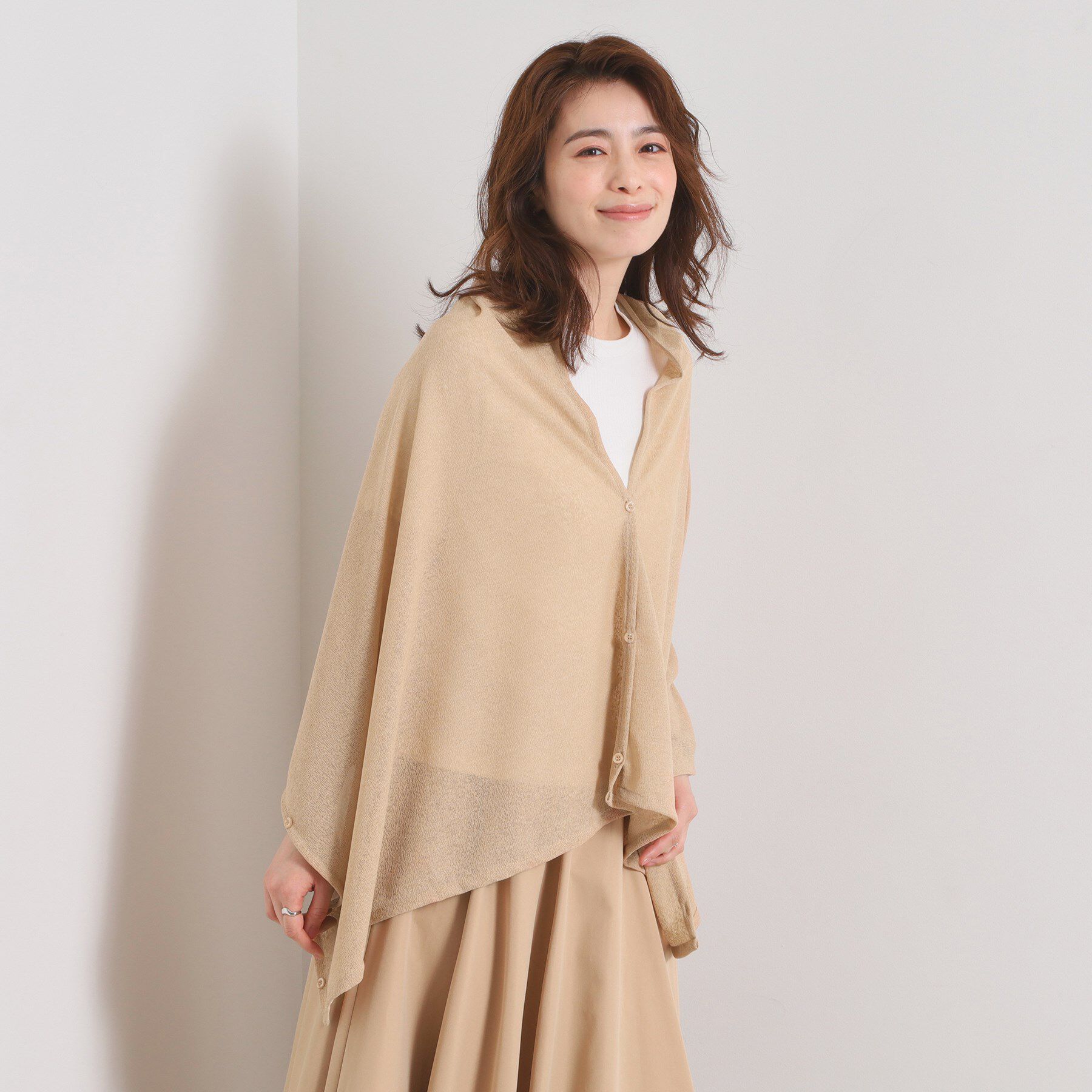 ITS&rsquo;DEMO「【寒暖差対策／手洗い可】リネンライク3WAYストール」|ストール|