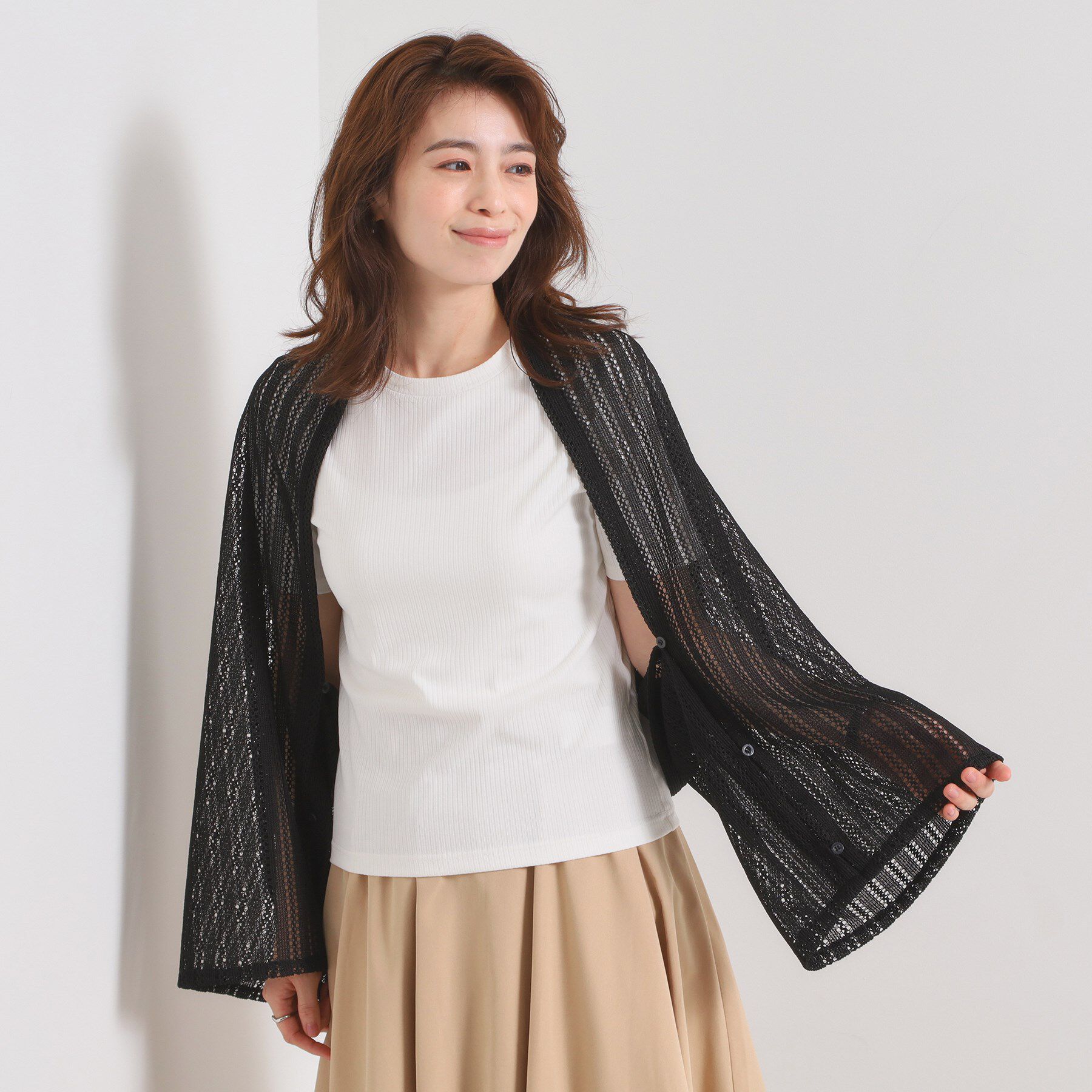 ITS&rsquo;DEMO「【寒暖差対策／手洗い可】透かしレース3WAYストール」|ストール|