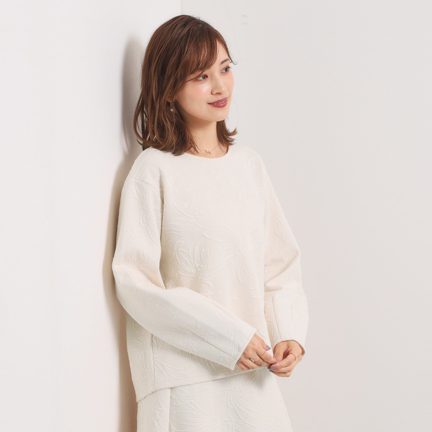 ITS&rsquo;DEMO「【洗濯機OK／セットアップ可】花柄ジャカードトップス」|Tシャツ・カットソー|