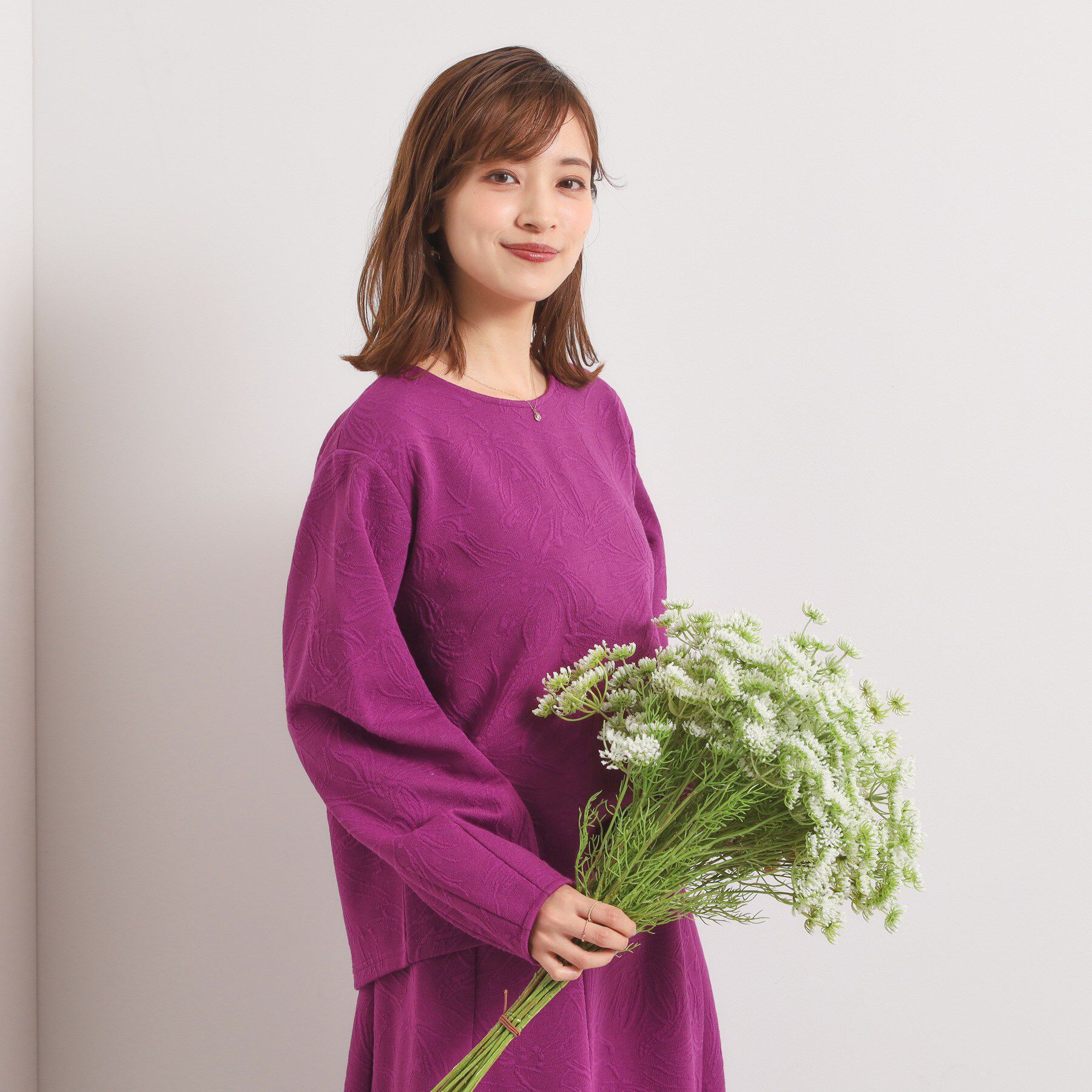 ITS&rsquo;DEMO「【洗濯機OK／セットアップ可】花柄ジャカードトップス」|Tシャツ・カットソー|