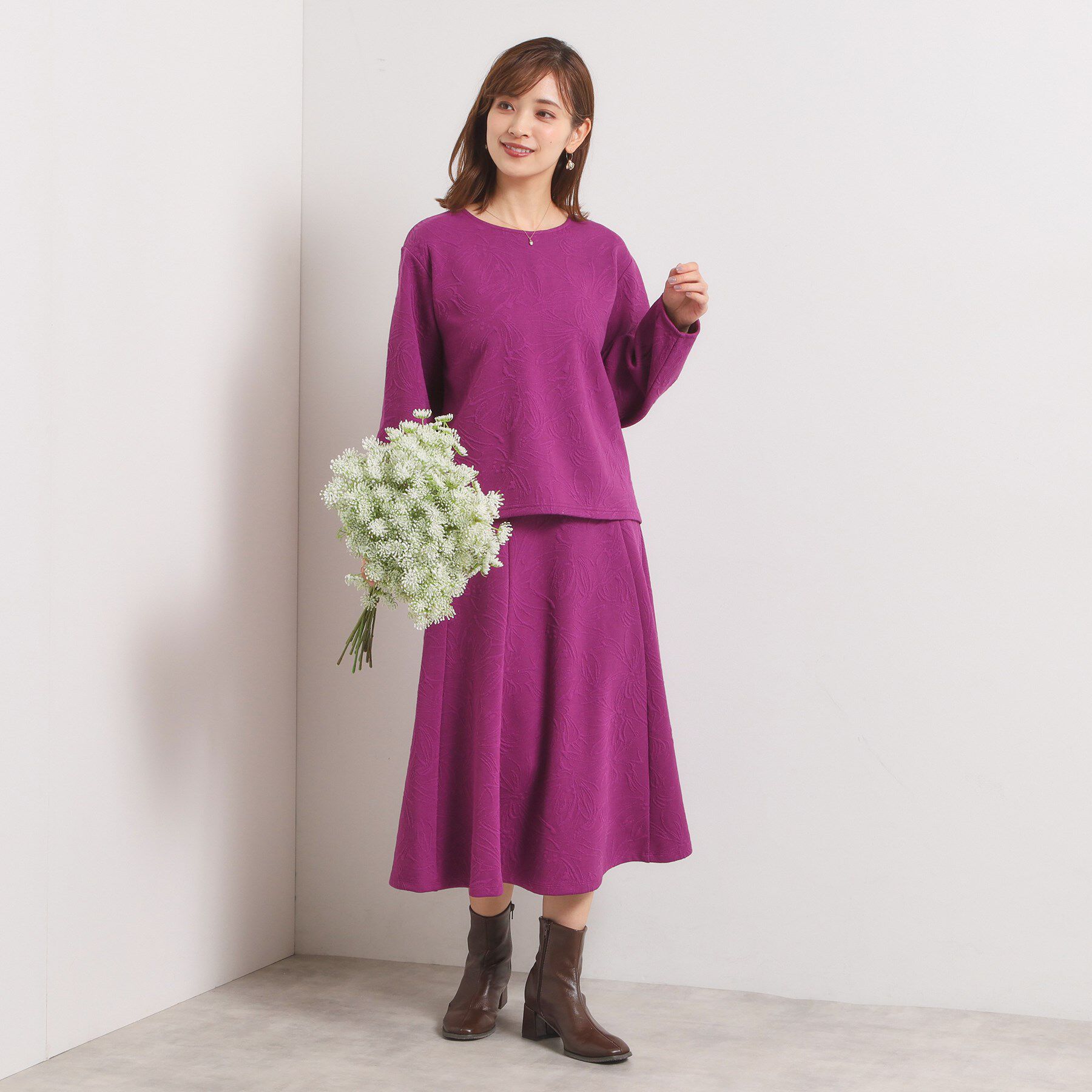 ITS&rsquo;DEMO「【洗濯機OK／セットアップ可】花柄ジャカードトップス」|Tシャツ・カットソー|