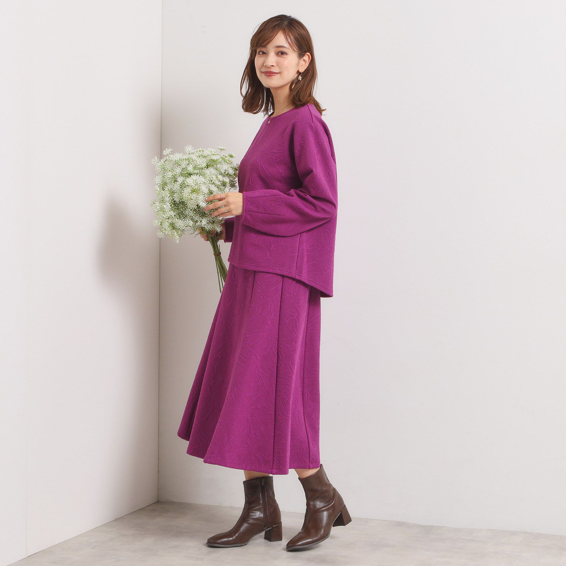 ITS&rsquo;DEMO「【洗濯機OK／セットアップ可】花柄ジャカードトップス」|Tシャツ・カットソー|