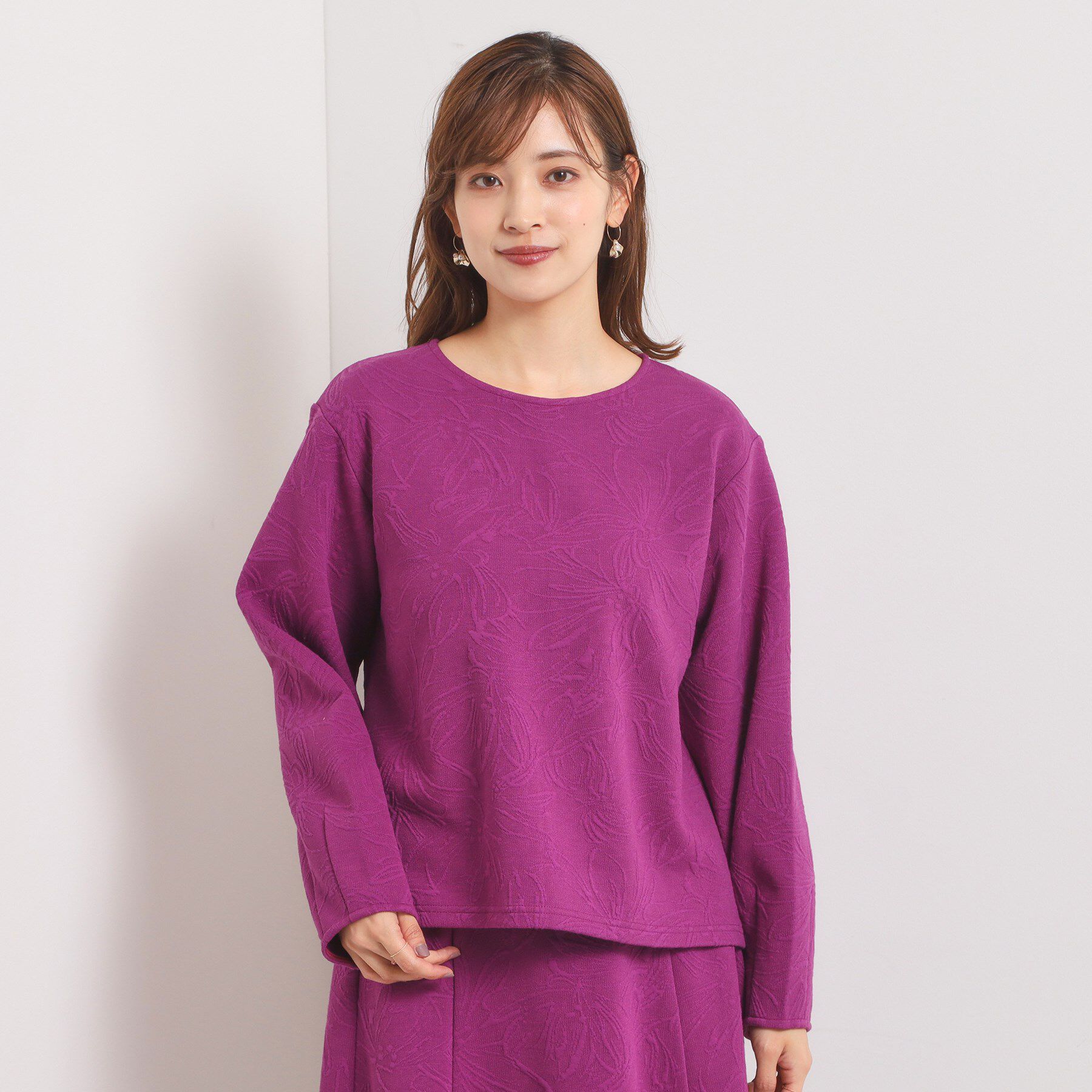 ITS&rsquo;DEMO「【洗濯機OK／セットアップ可】花柄ジャカードトップス」|Tシャツ・カットソー|