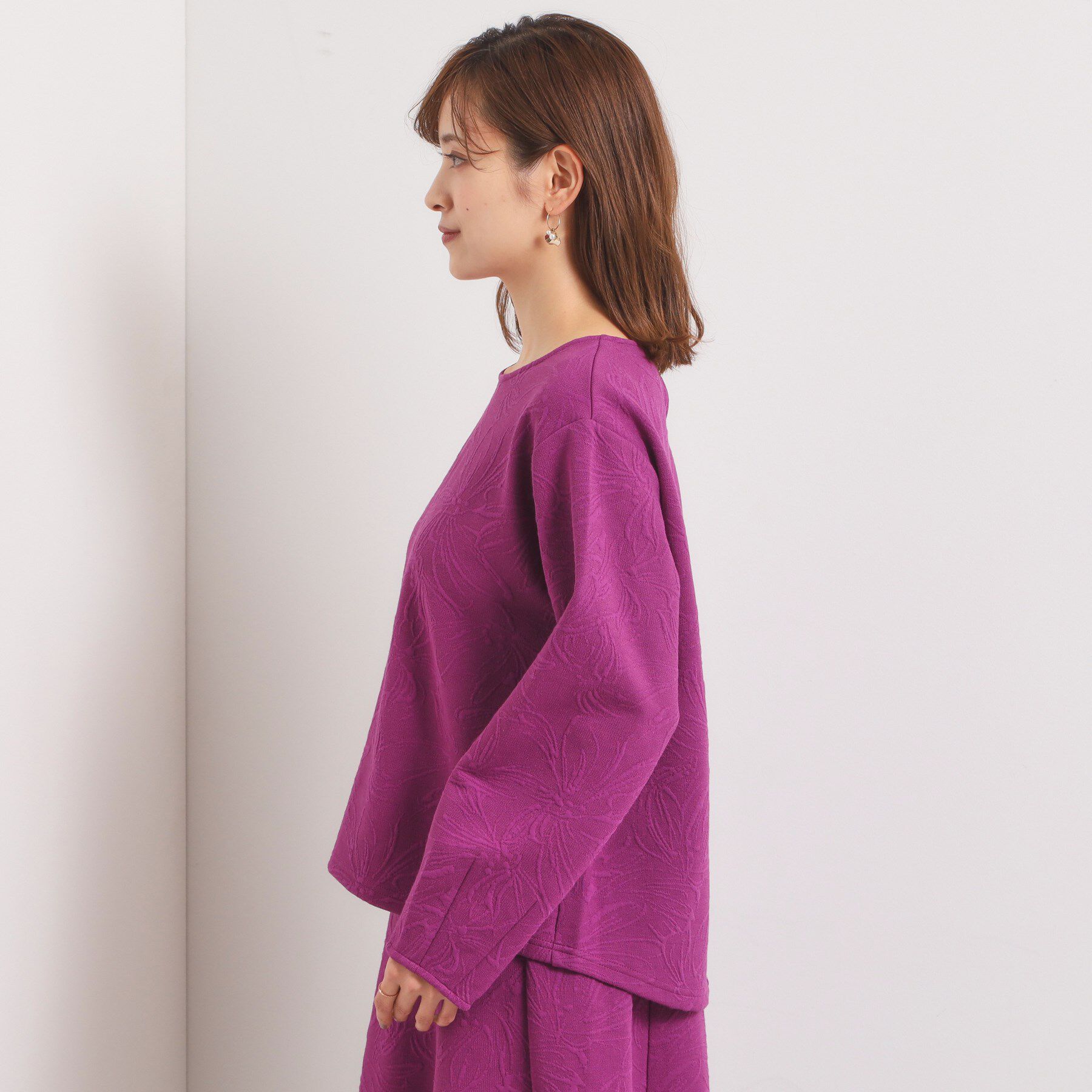 ITS&rsquo;DEMO「【洗濯機OK／セットアップ可】花柄ジャカードトップス」|Tシャツ・カットソー|